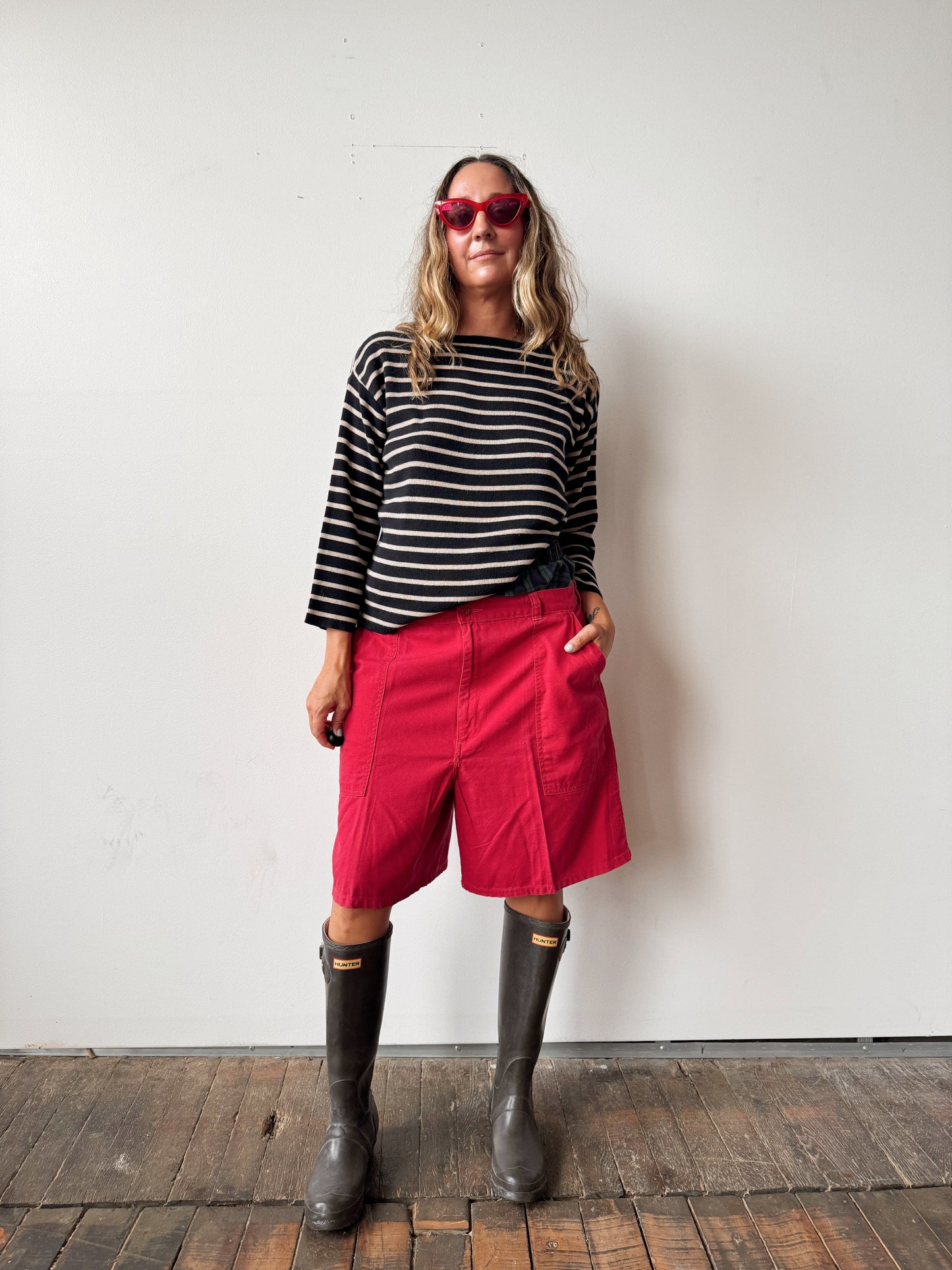 Knit Cotton Striped Boat Sweater (M)