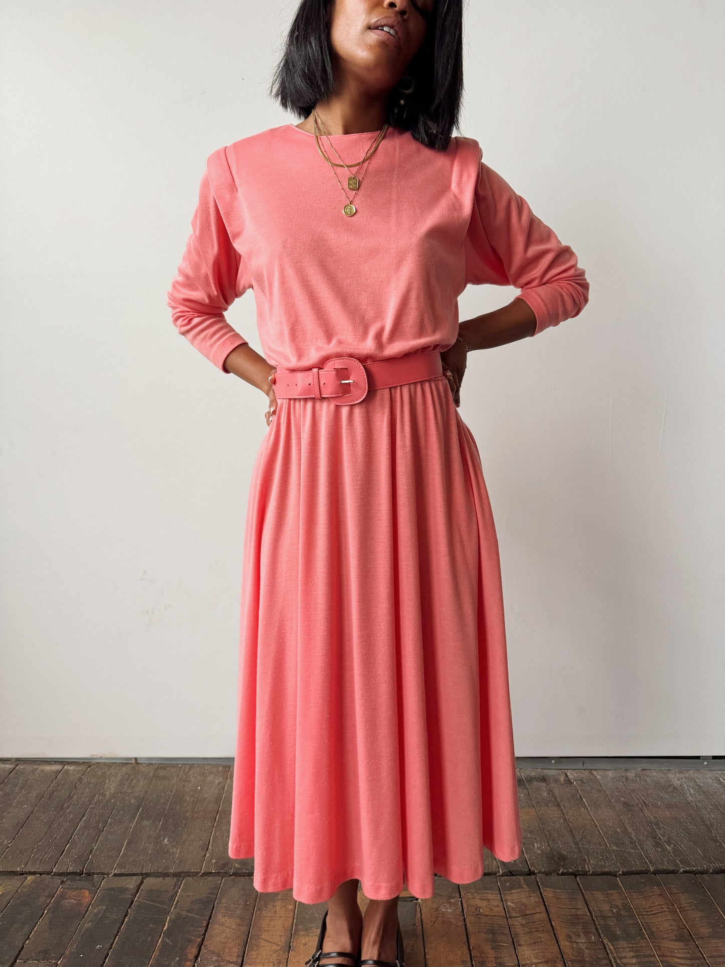 Coral Dolamn Sleeve Dress with Belt (M)