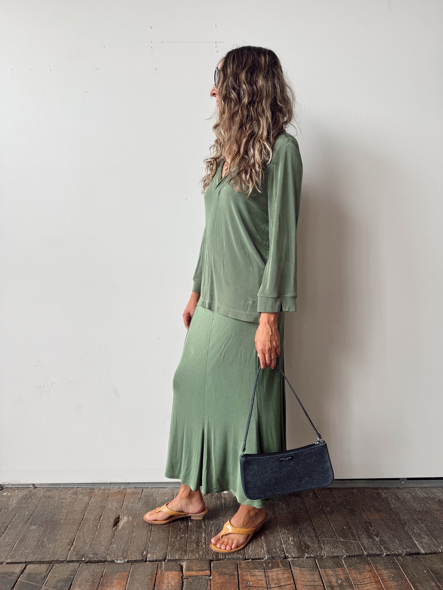 Olive 90s Textured Jersey Match Set (Large)
