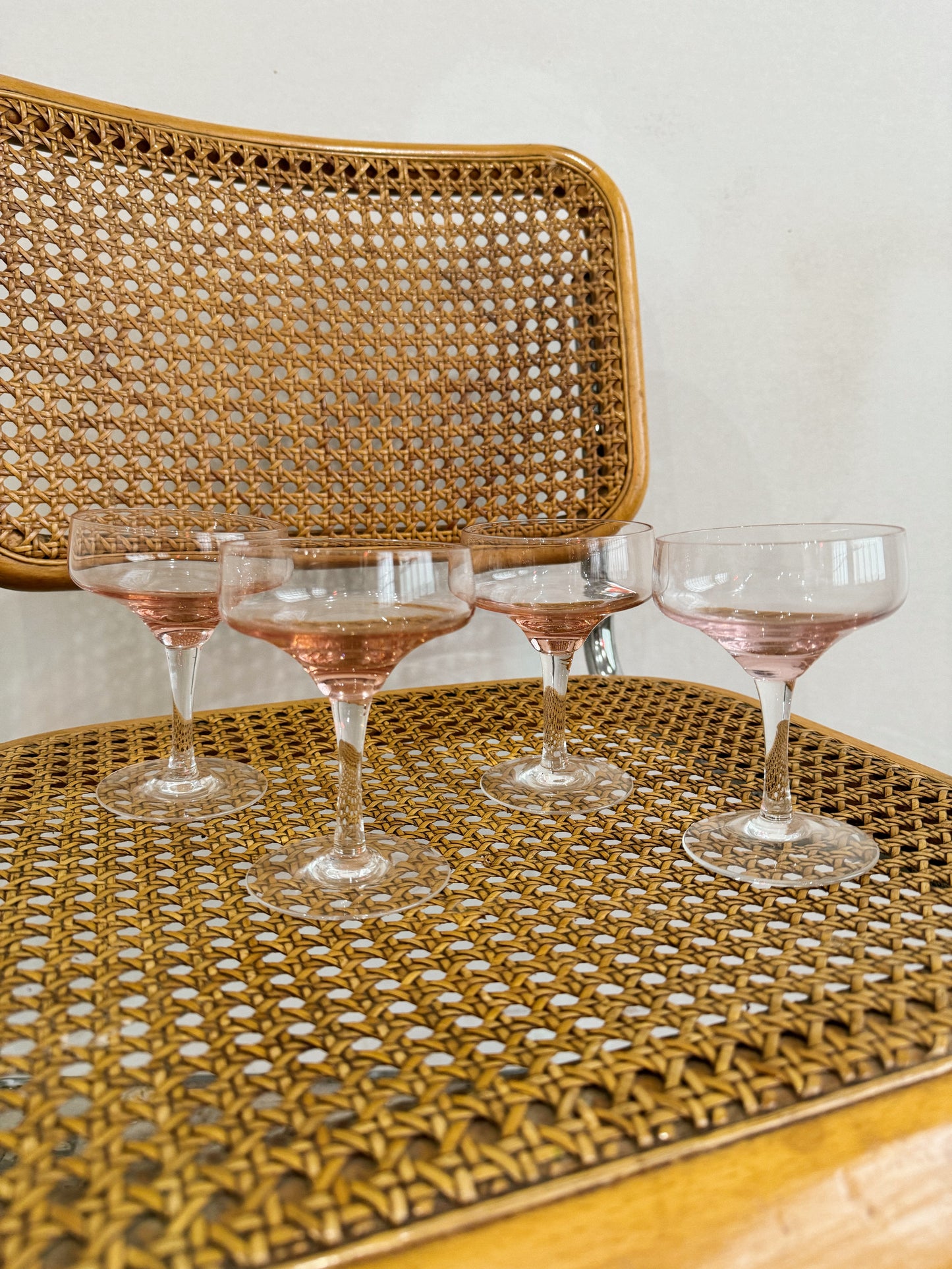 Pink Glass Coupes, Set of 4