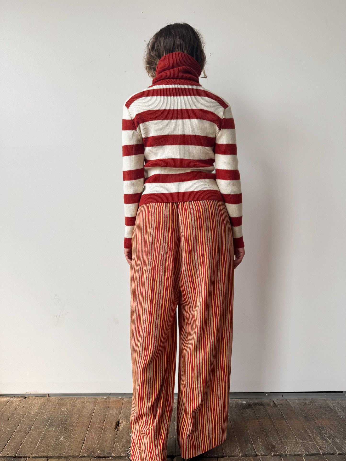 60s Tomboy of California Striped Turtleneck Sweater (S)