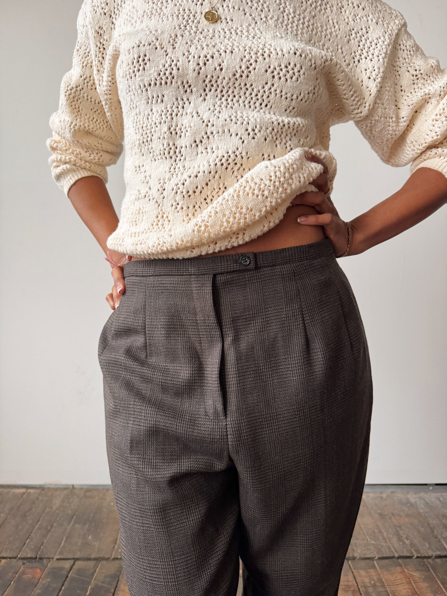 Brown Plaid Trouser Pant (30")