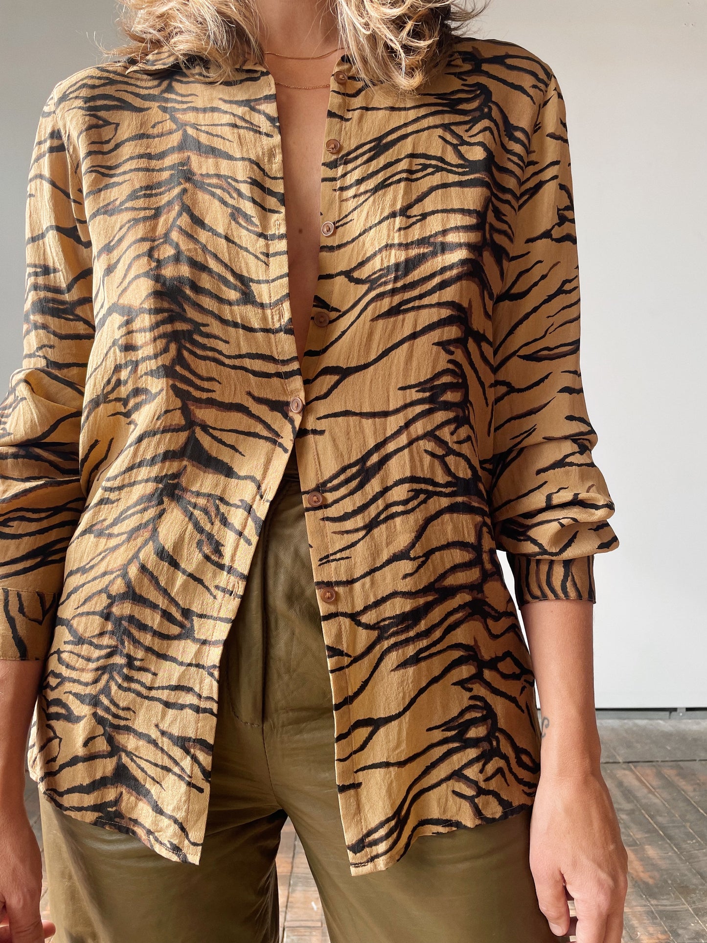 Tiger Silk Stripe Blouse (S)