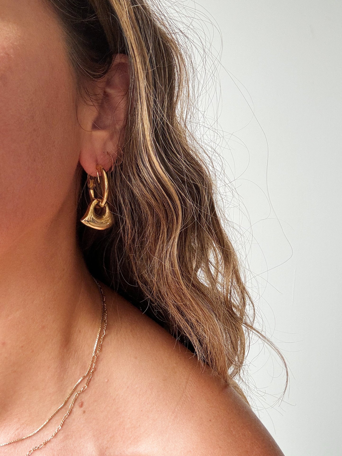 Heart Interloop Gold Tone Earrings