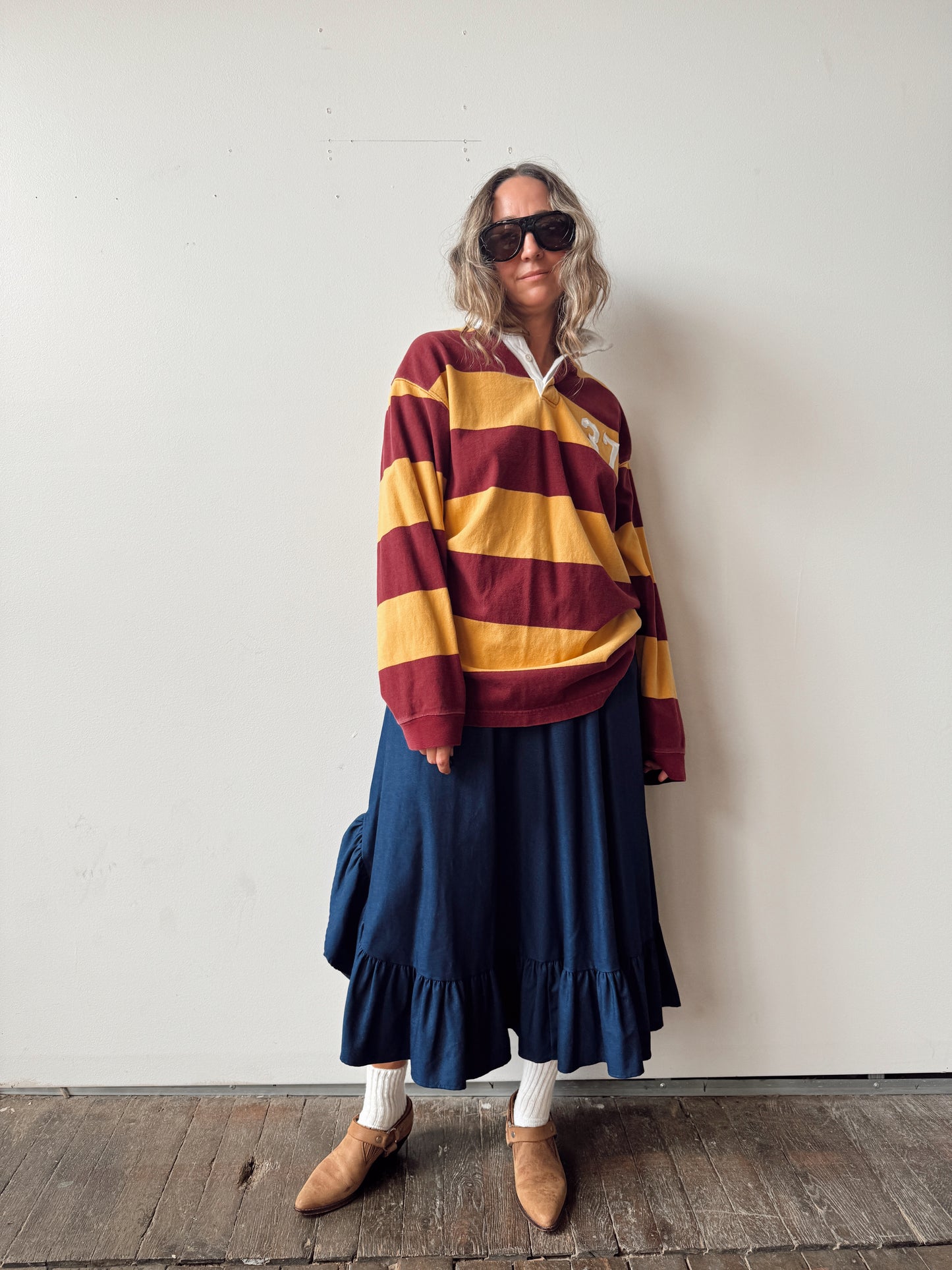 00s Striped Rugby Mens Oversize Shirt (Mens M)