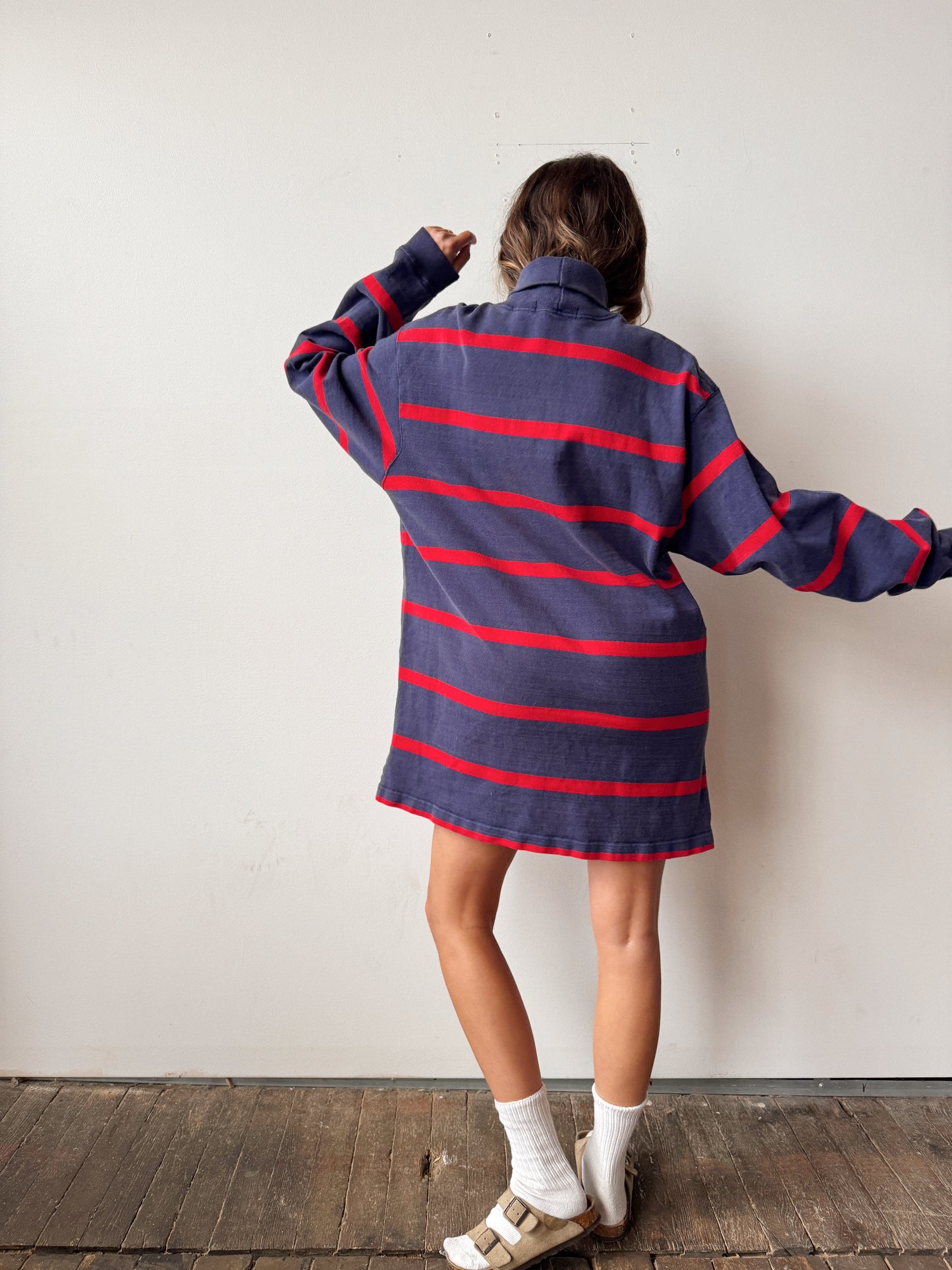 90s Heavyweight USA Made Striped Polo Shirt (XL)