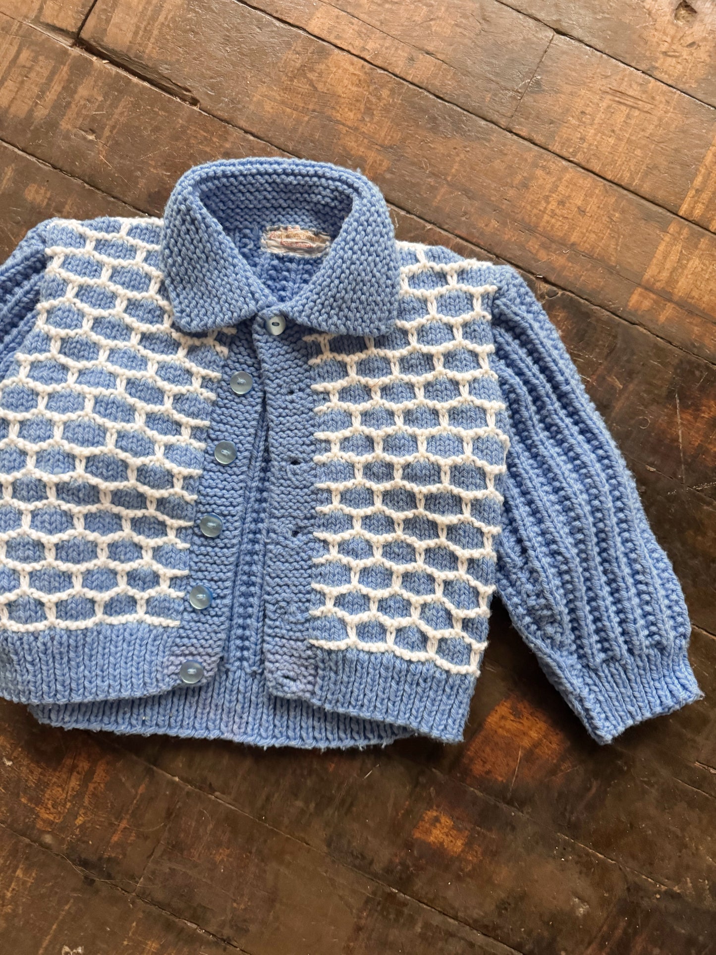 Handknit Ribbed Cardigan 80s Sweater (2T)