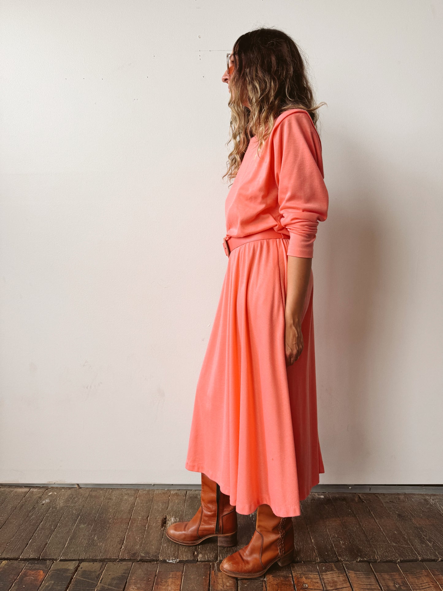 Coral Dolman Sleeve Dress with Belt (M)