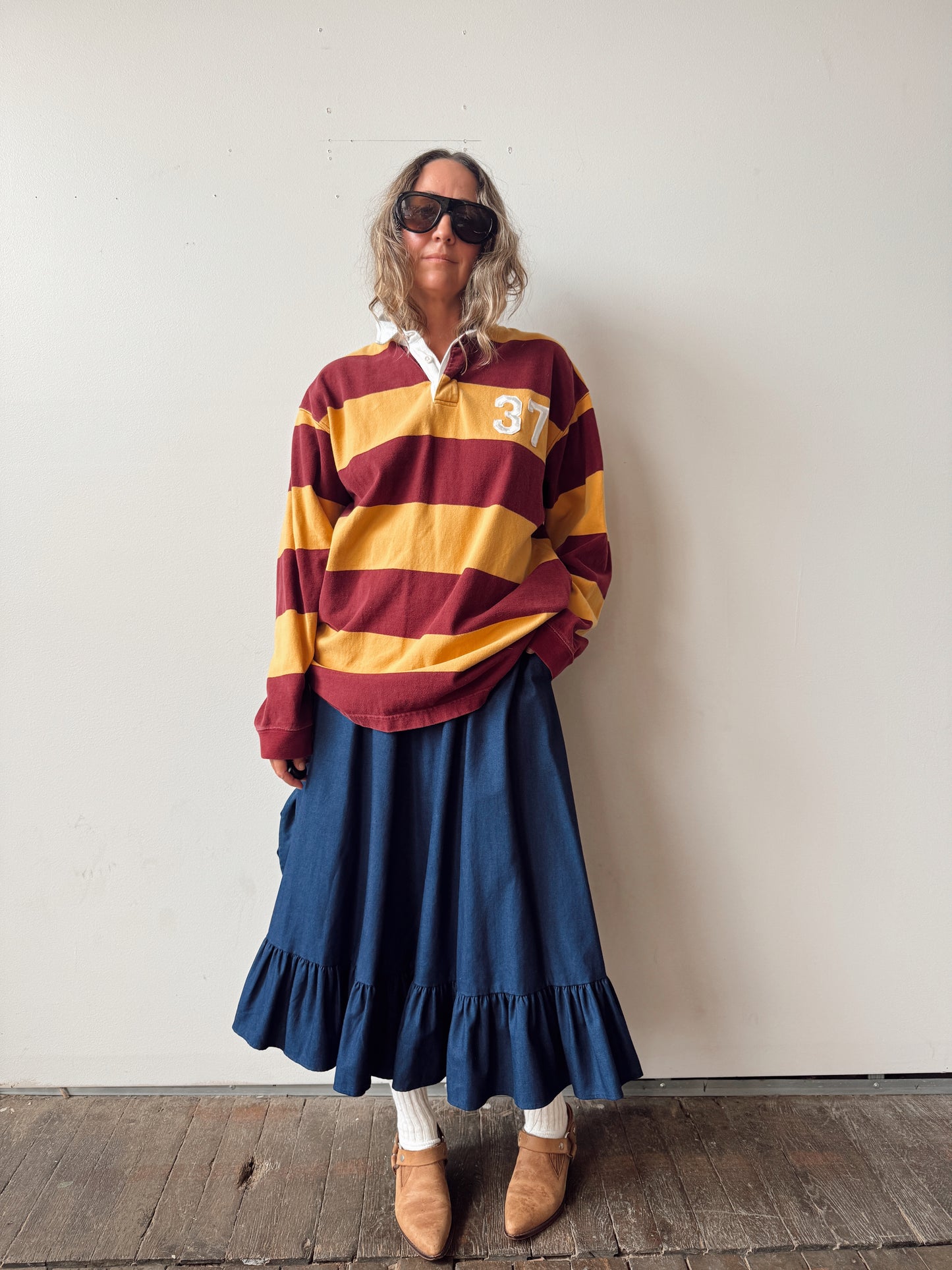 00s Striped Rugby Mens Oversize Shirt (Mens M)