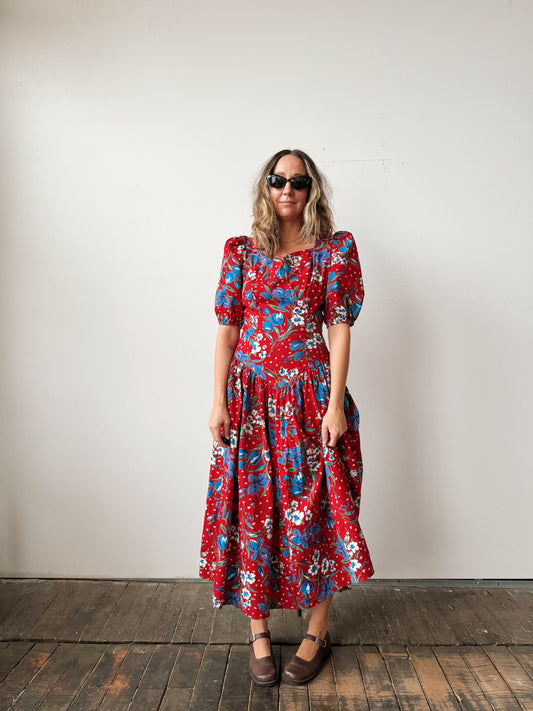 Leslie Lucks 80s Scarlet Tulip Dress (M)