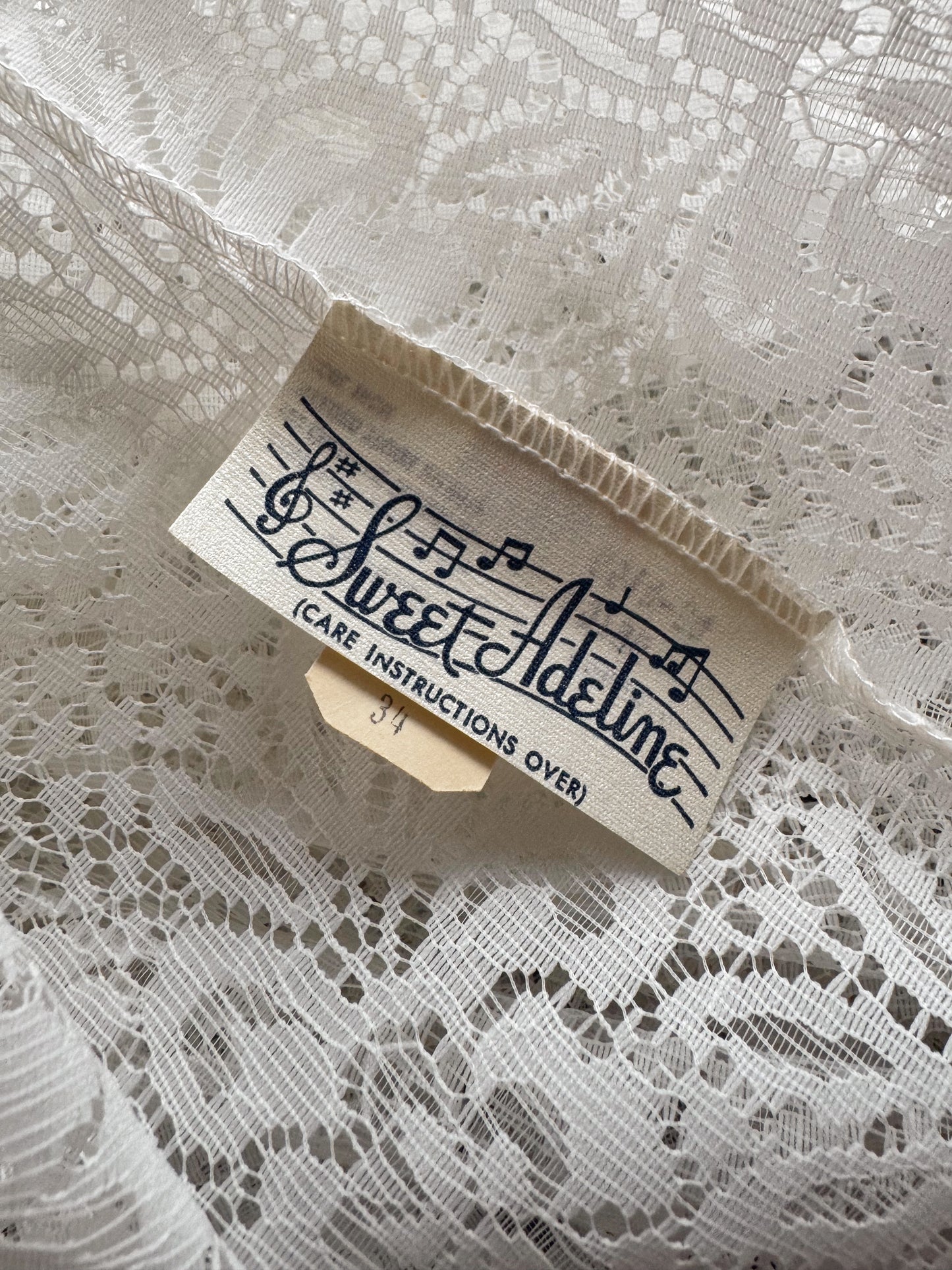 Lace 1950s Nylon Ruffle Blouse (M)