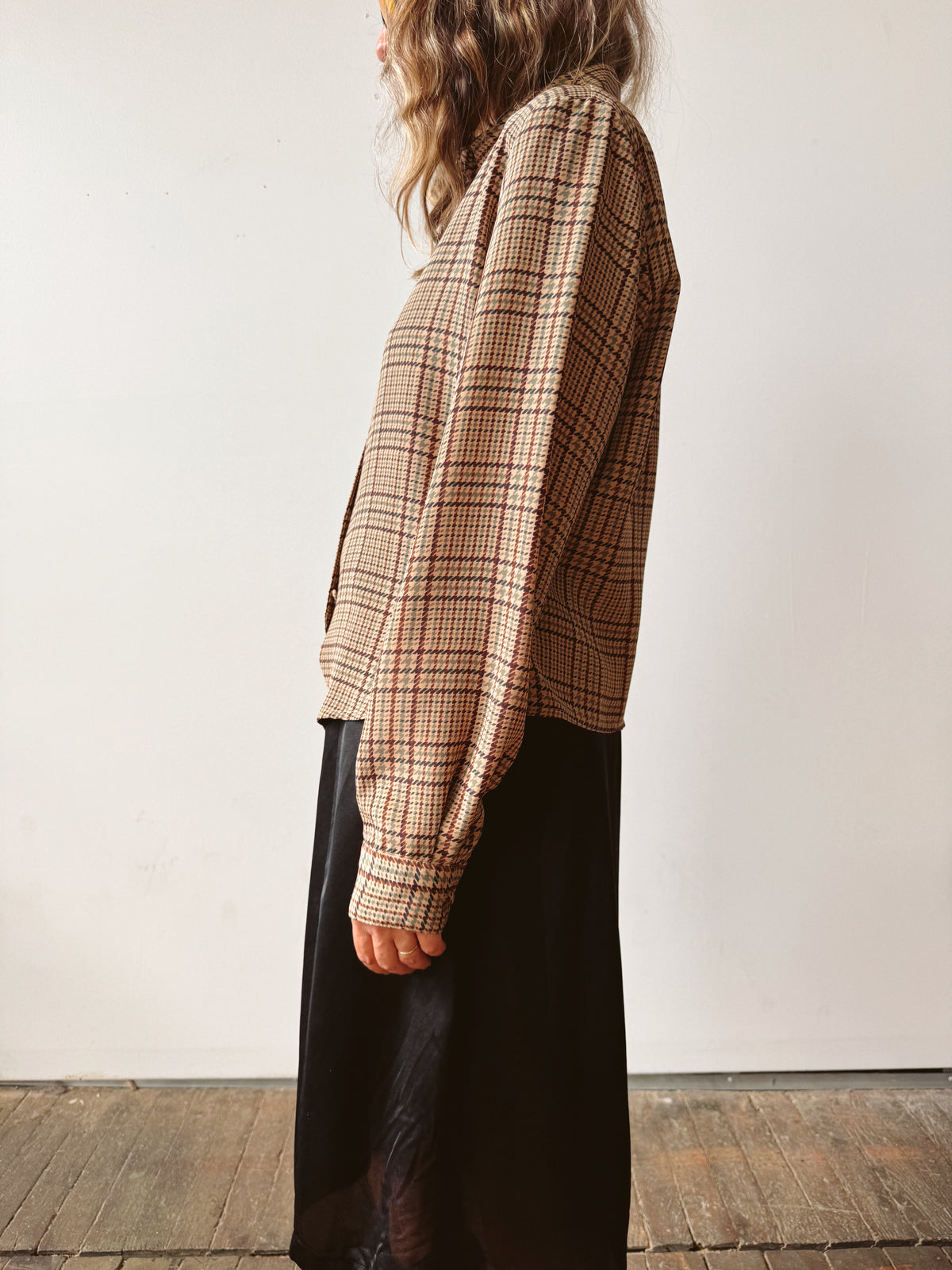 Plaid 90s Yves Blouse. (M)