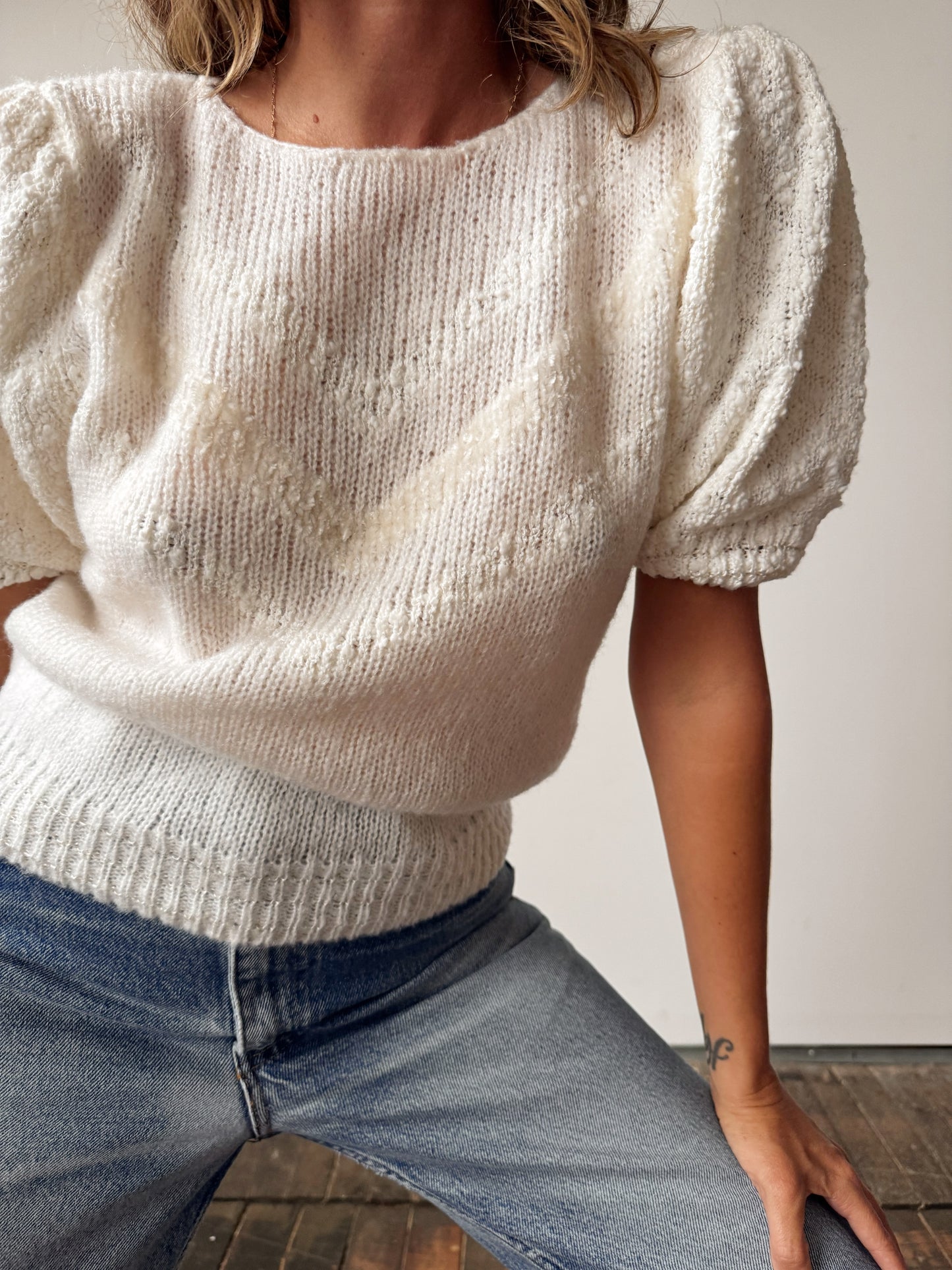 Winter White Textured Sweater (Medium)