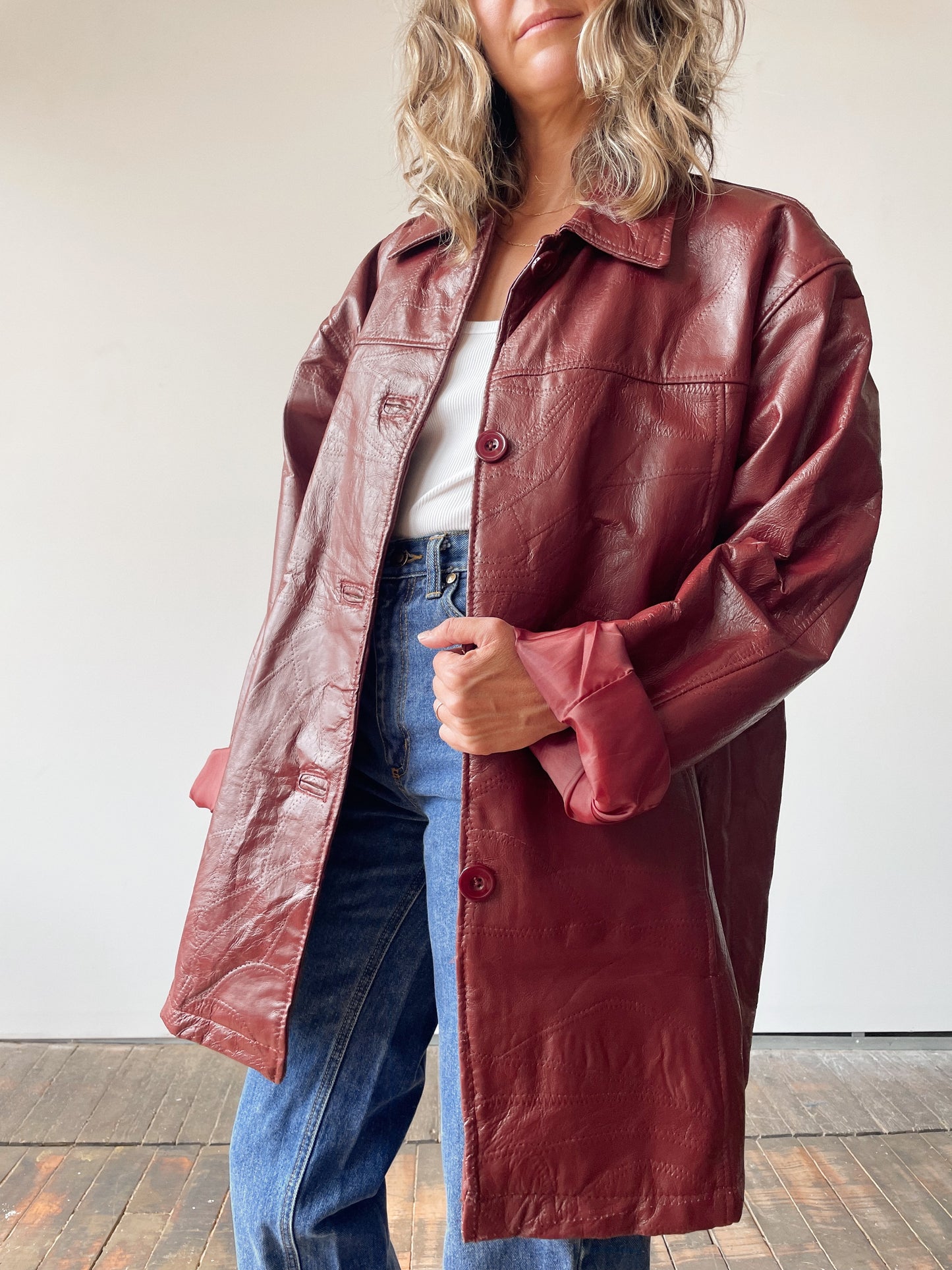 80s Patchwork Leather Oversize Jacket