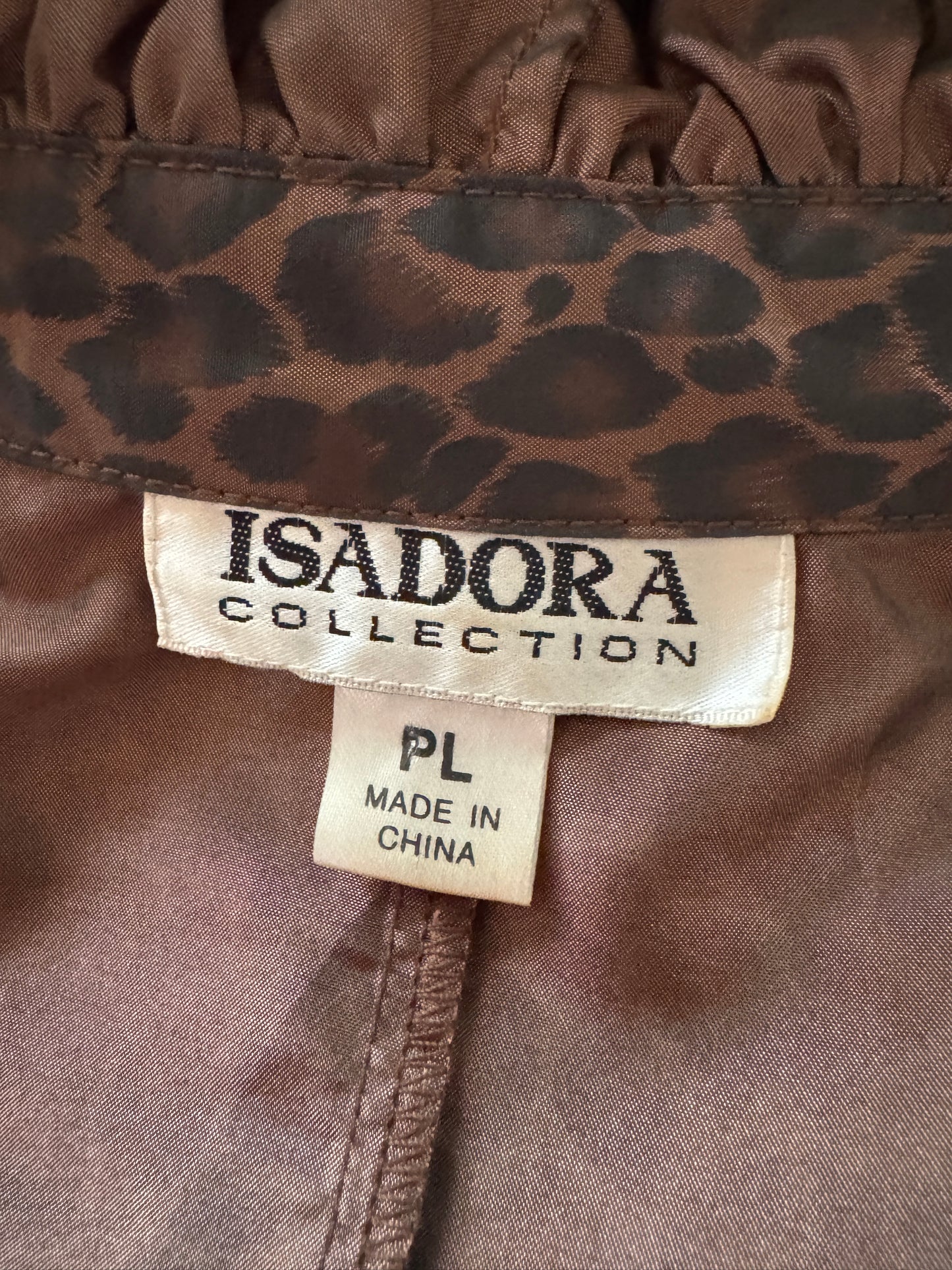 Leopard 90s Nylon Ruffle Wrap Blouse (PL)