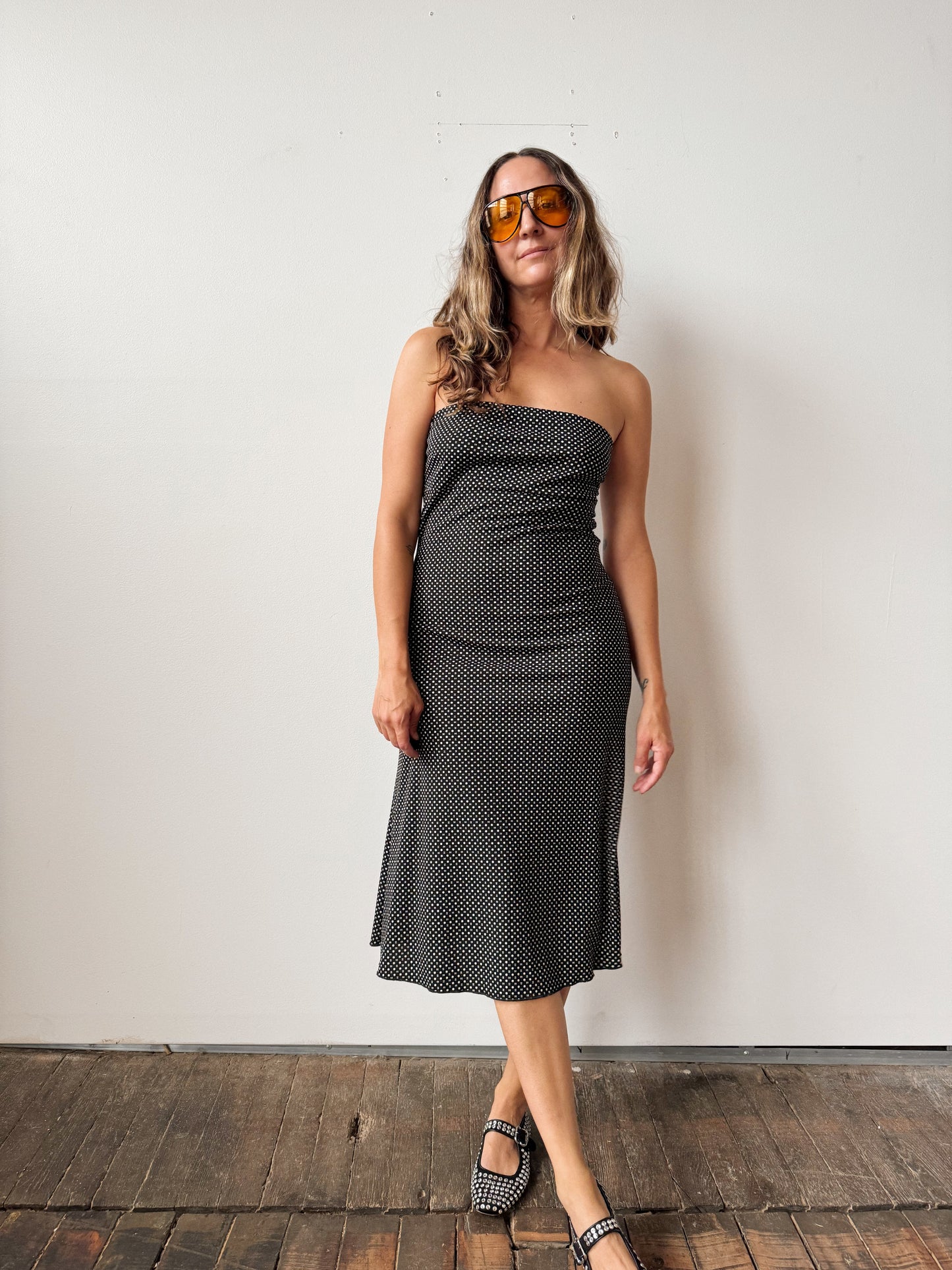 Strapless Dotted 90s Dress (M)