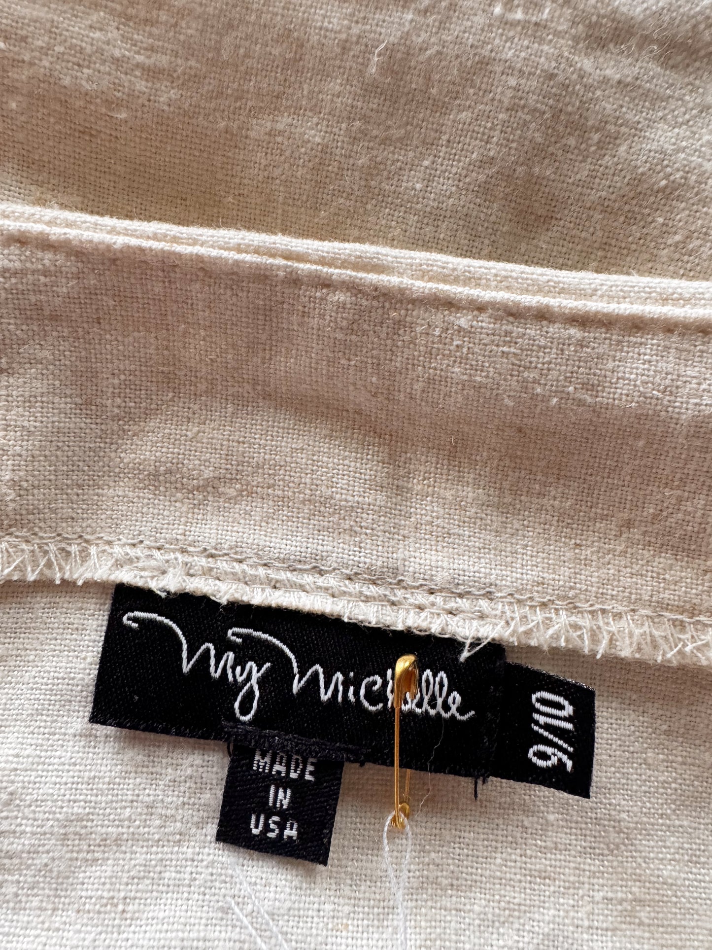 Linen Mini Skirt with Side Button (27")