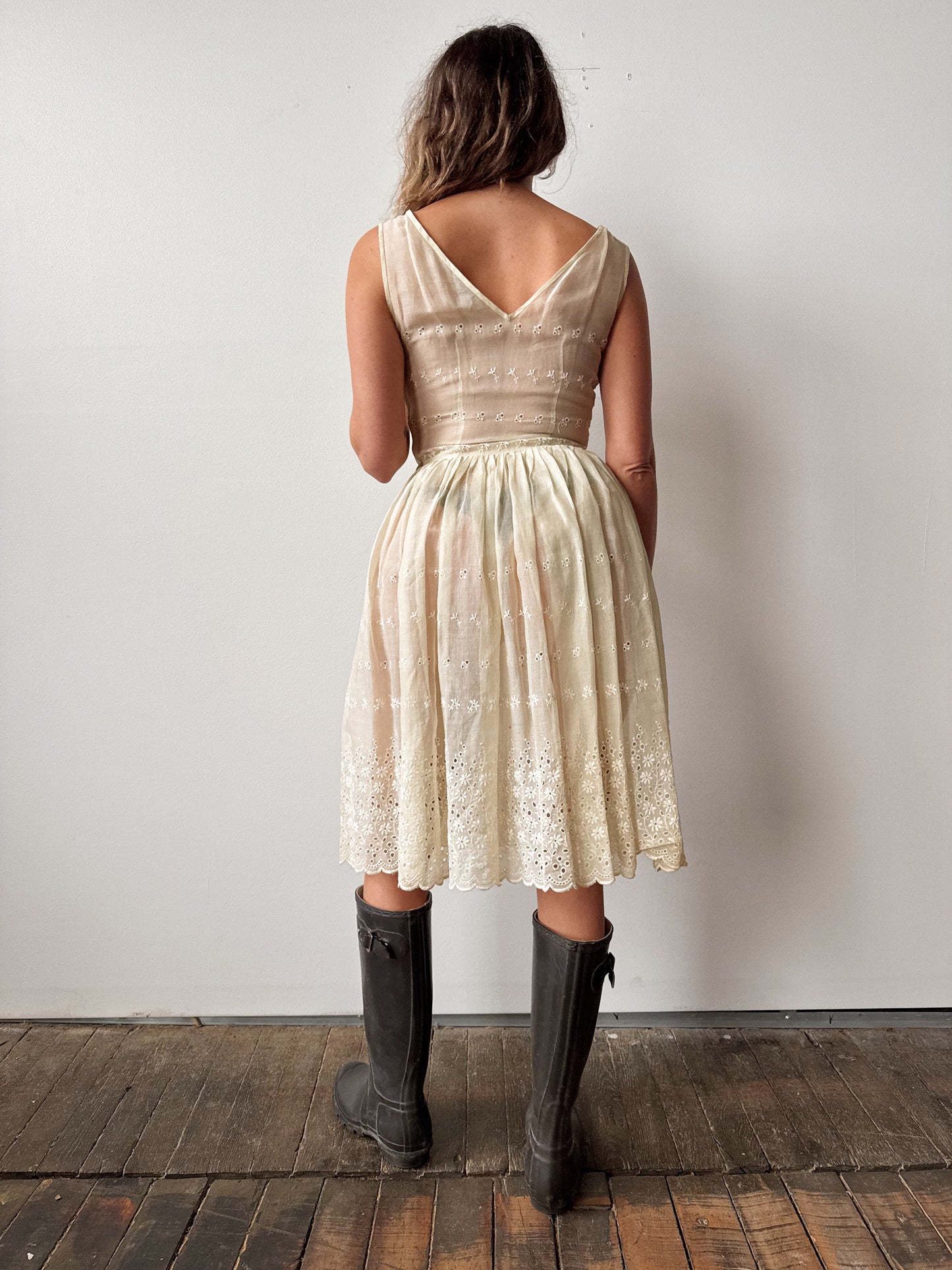 Eyelet 50s Butter Yellow Cheer Dress (XS)