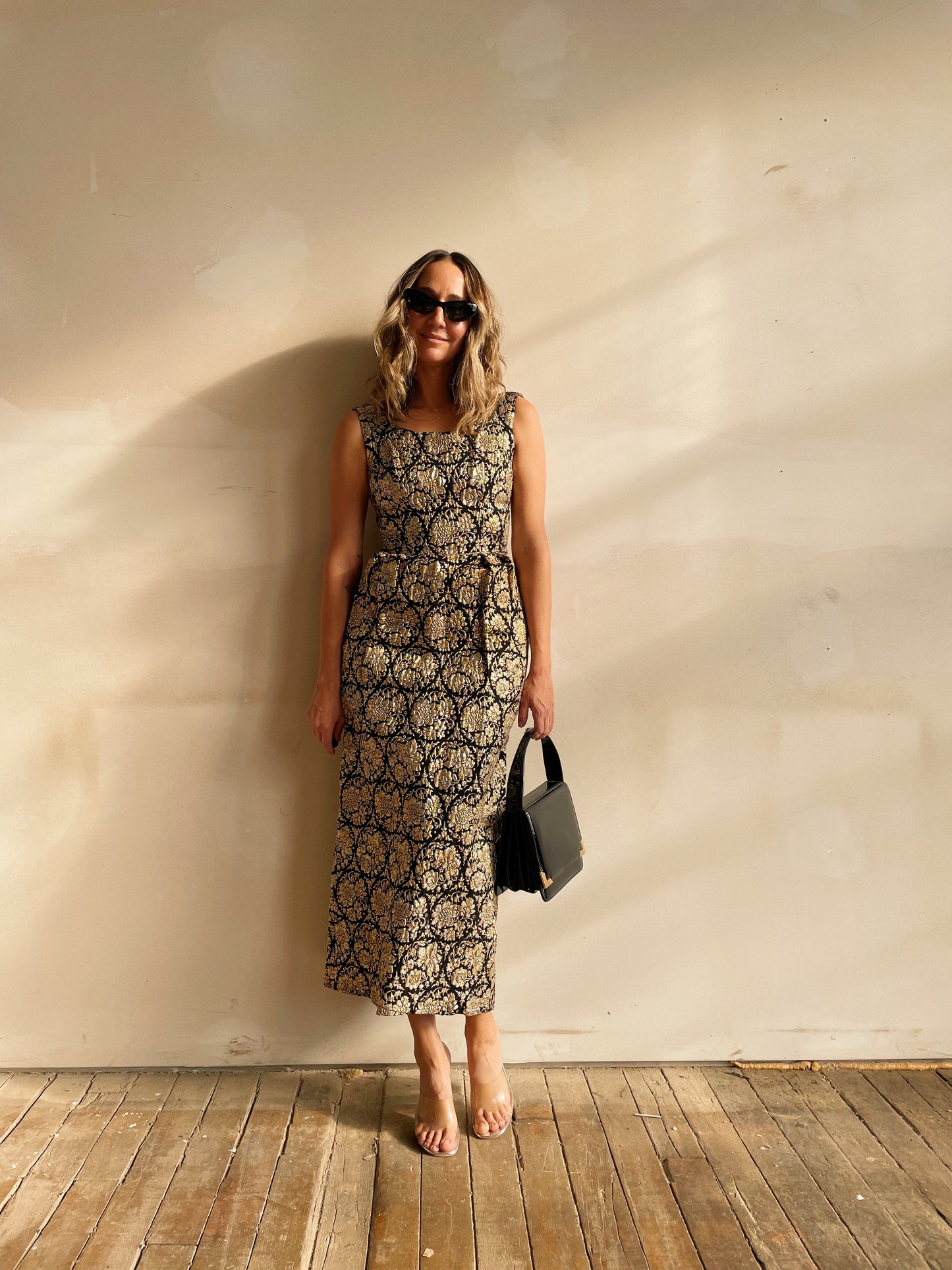 60s Metallic Jacquard Dress