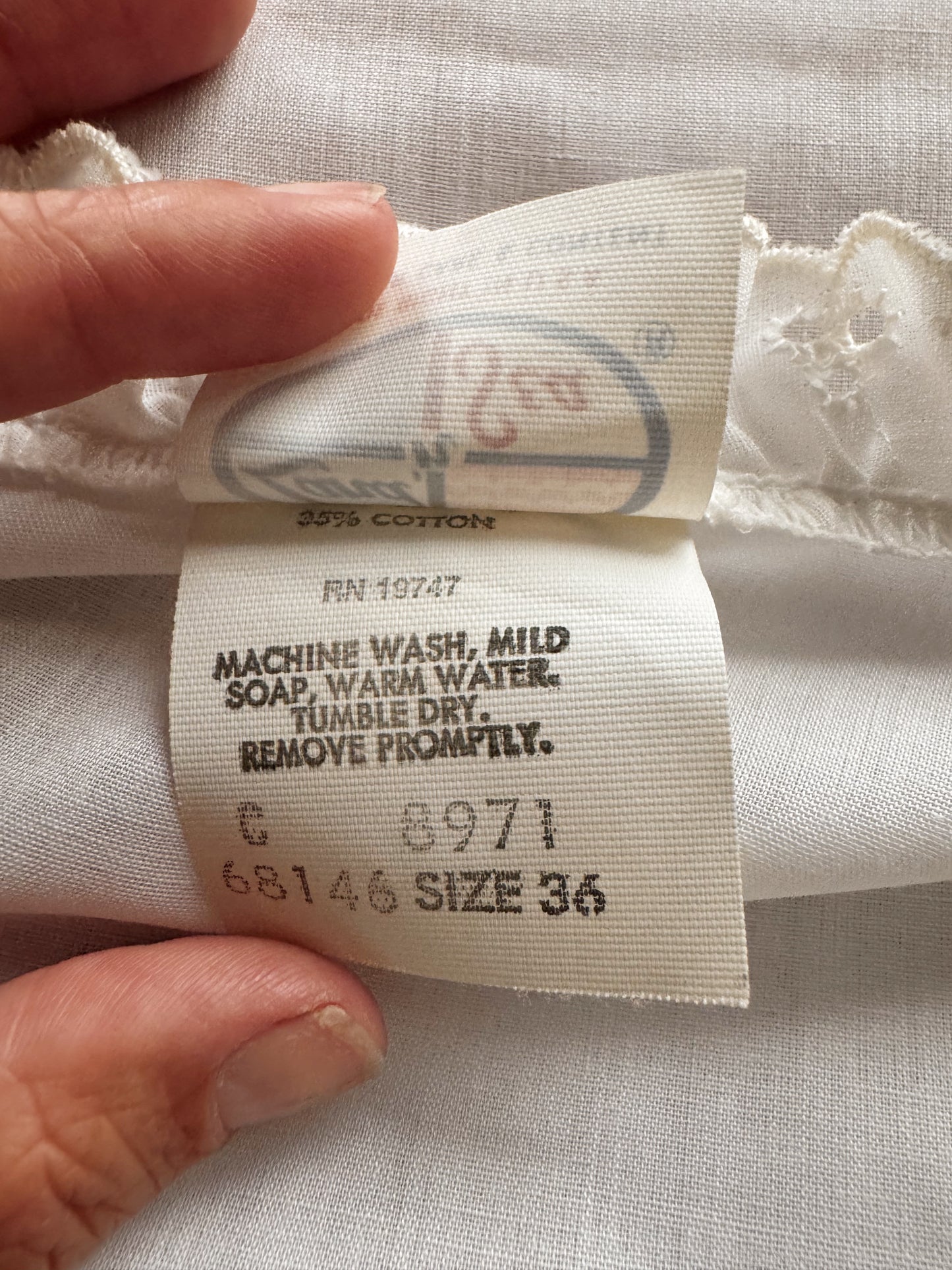 Eyelet White 70s Peplum Blouse (M)