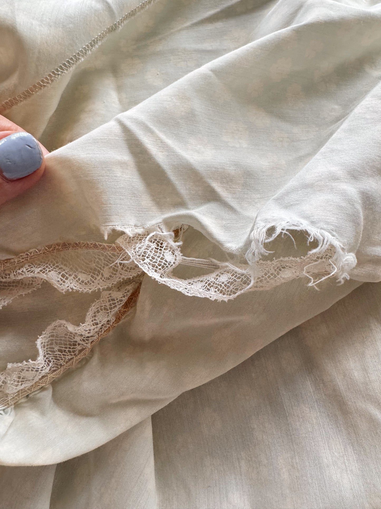 60s Lace and Embroidery Babydoll Sleep Set (M)