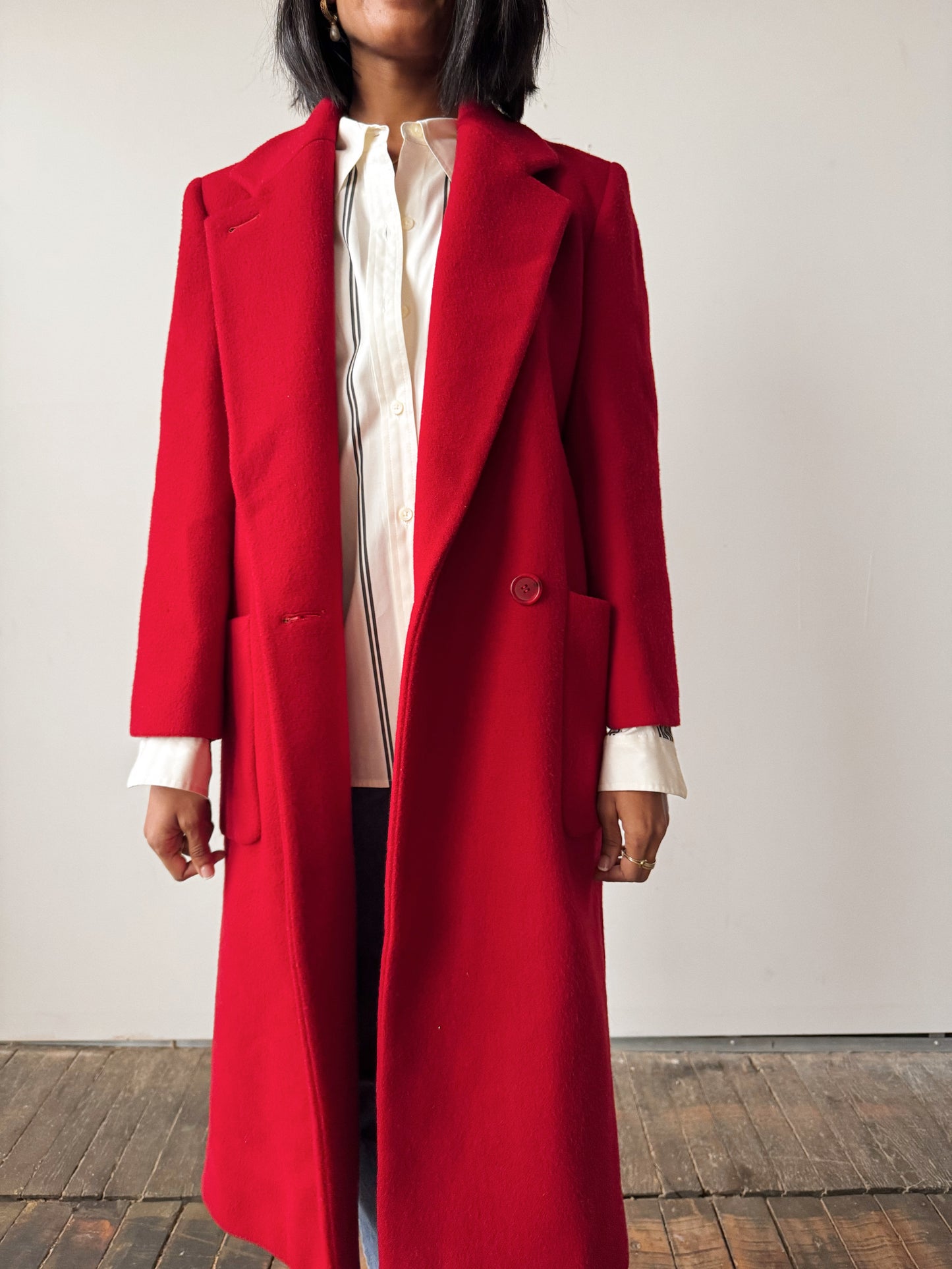 Red Wool 90s Overcoat (M)