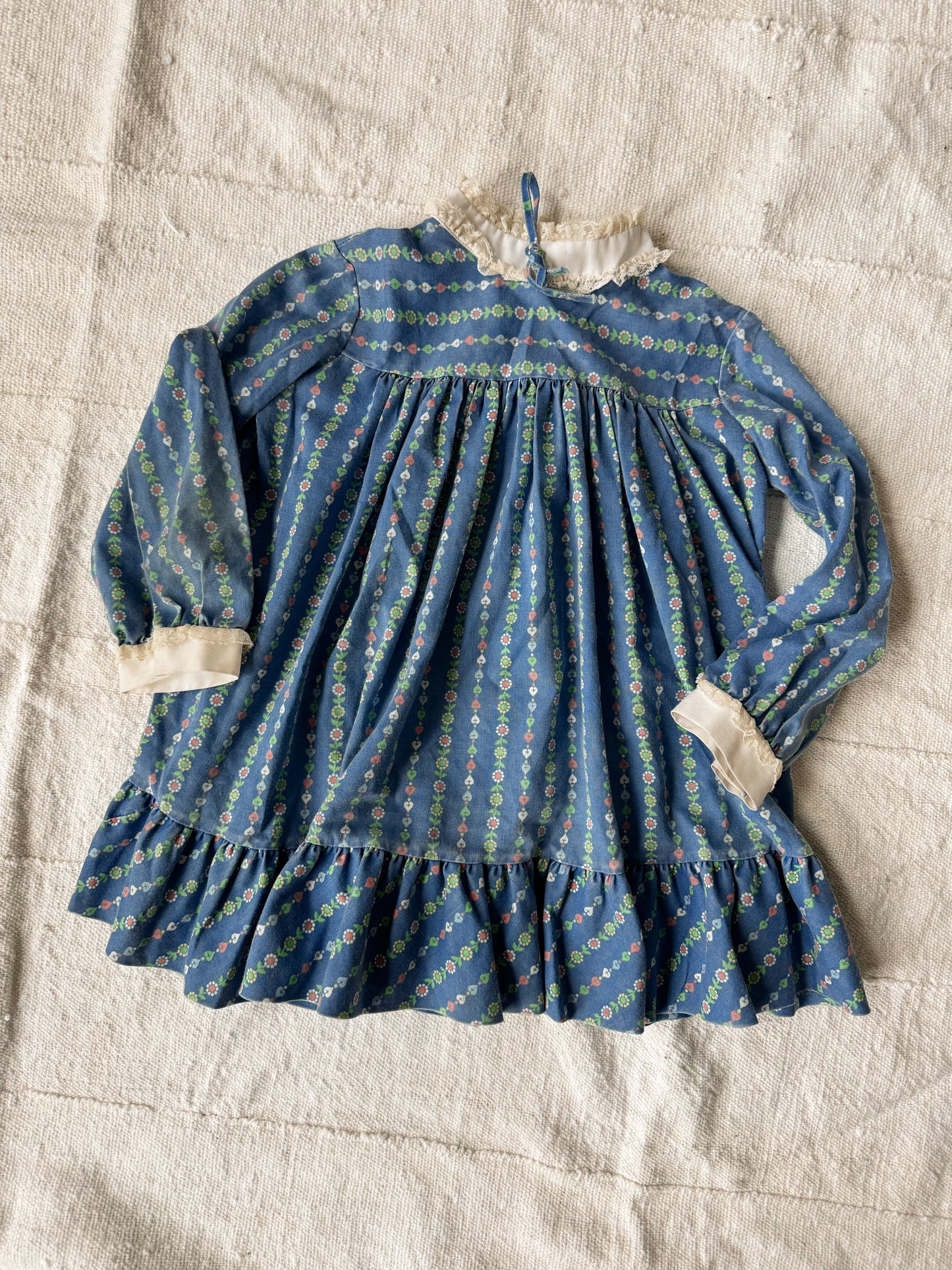 70s Prairie Heart and Flower Print Dress (3T)