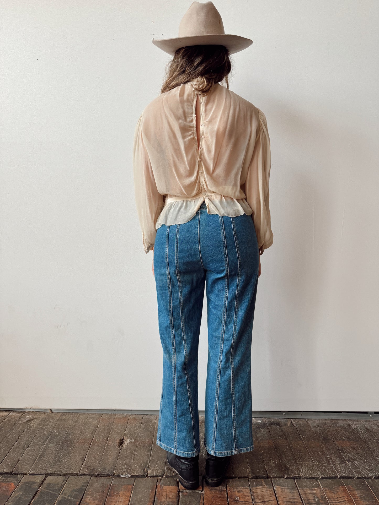 Vintage 40s Silk and Lace Sheer Blouse (S)