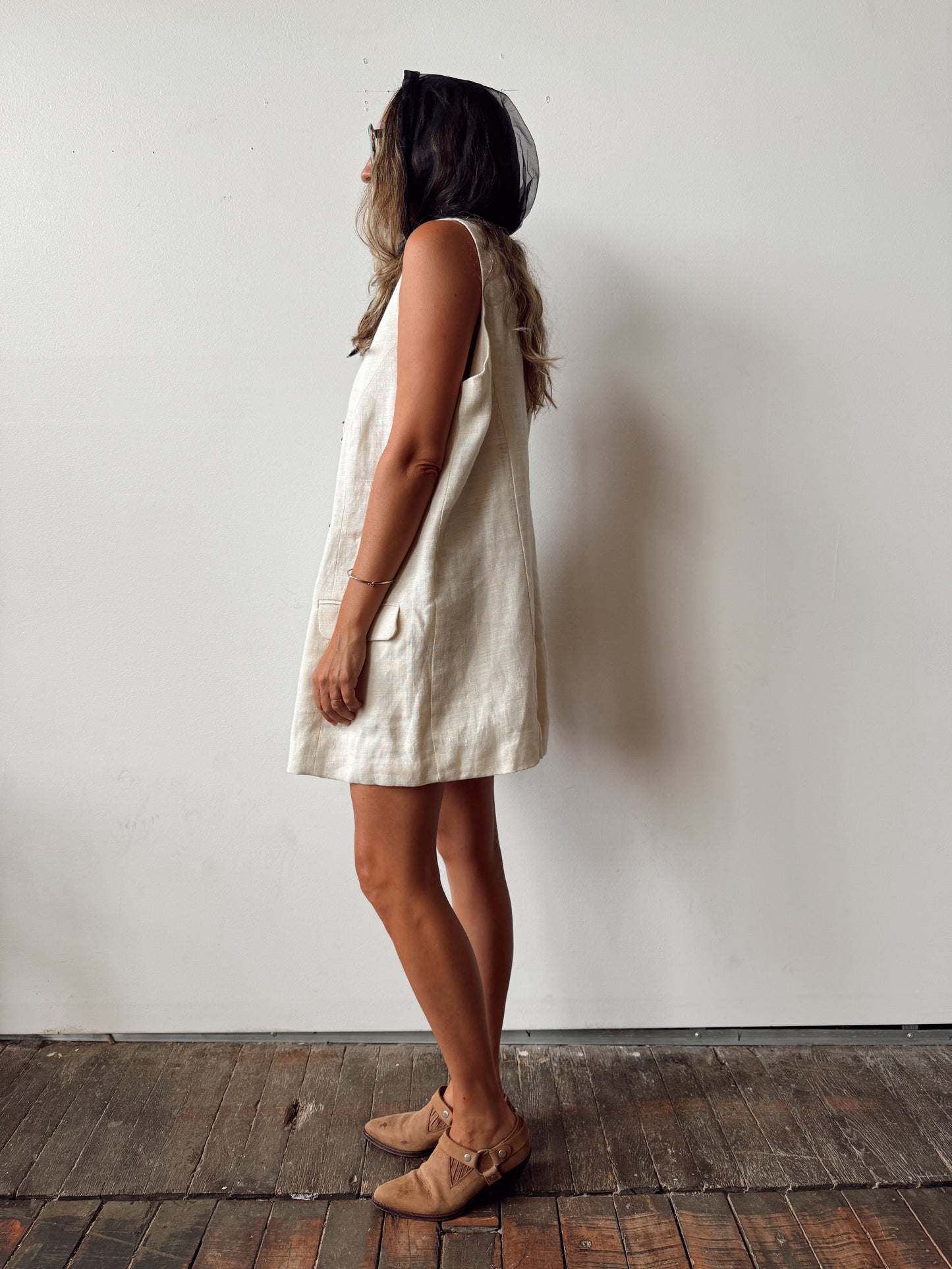 Linen 90s Double-Breasted Vest (XL)