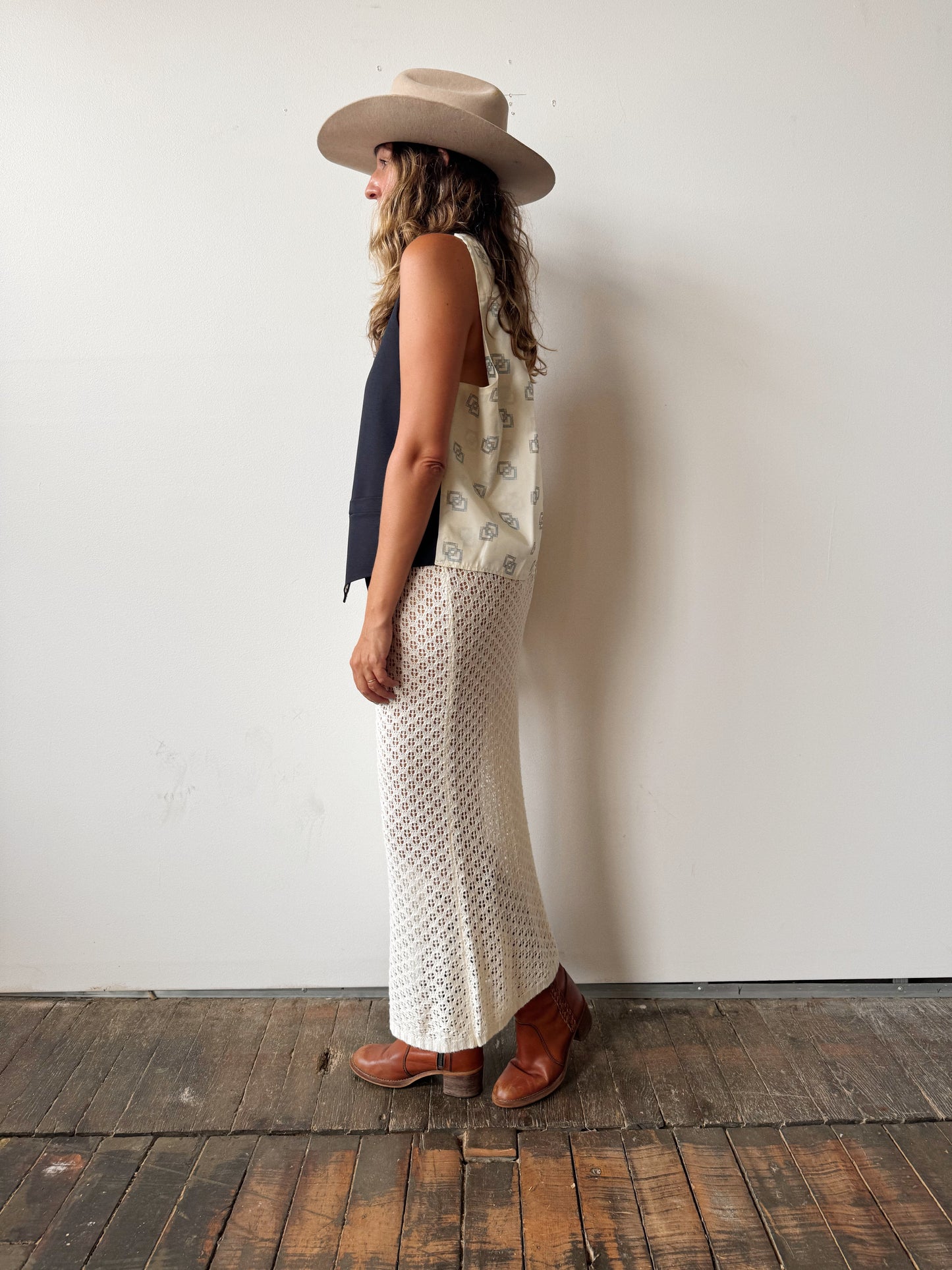 Navy 70s Polyester Mens Vest (XL)