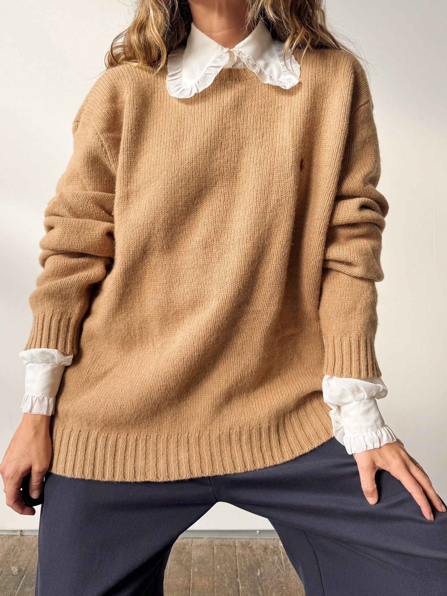 Polo Merino Wool and Angora Rabbit Crewneck Camel Sweater (Mens XXL)