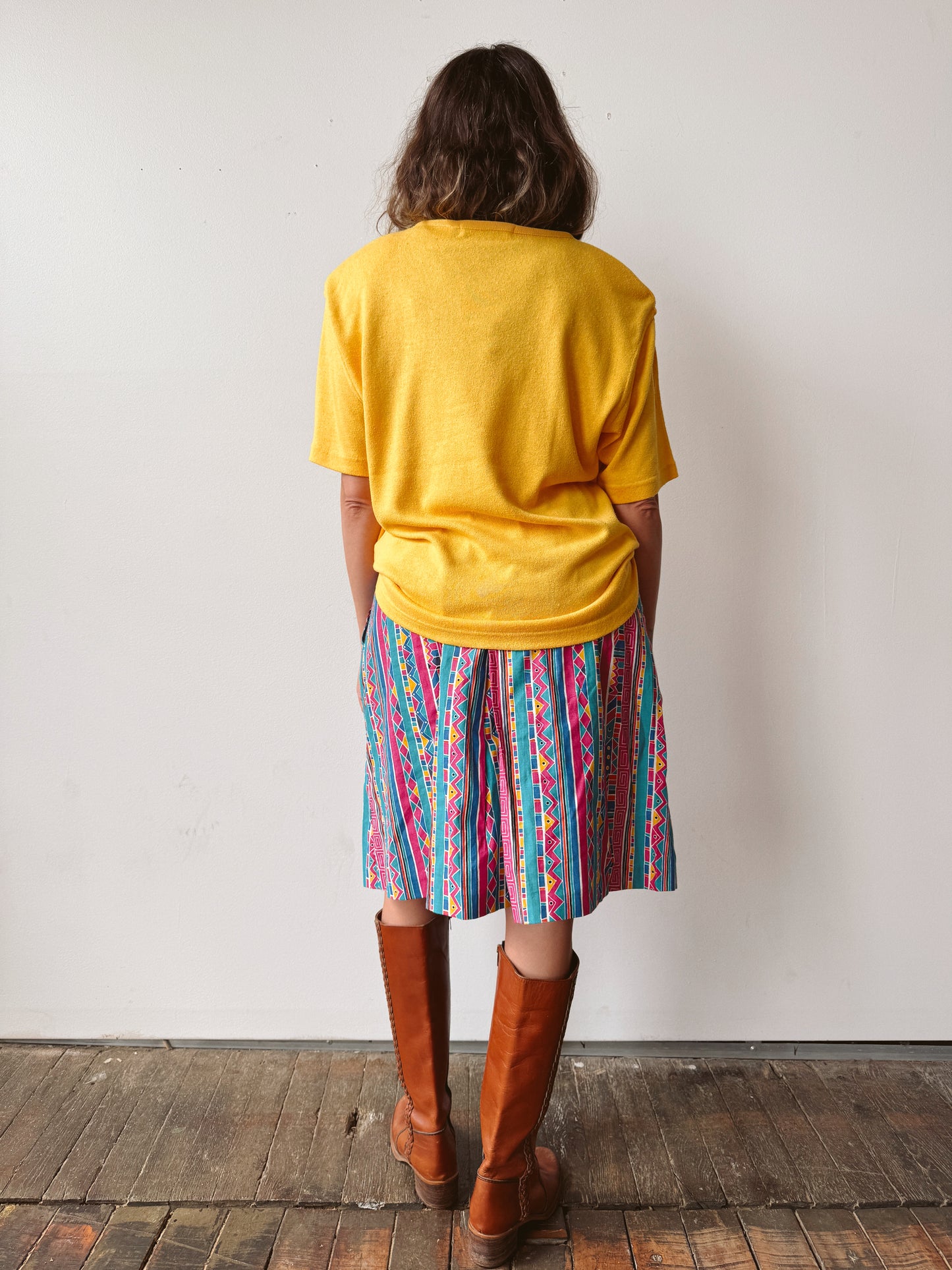 Textured 90s Silk Yellow Crewneck (M)