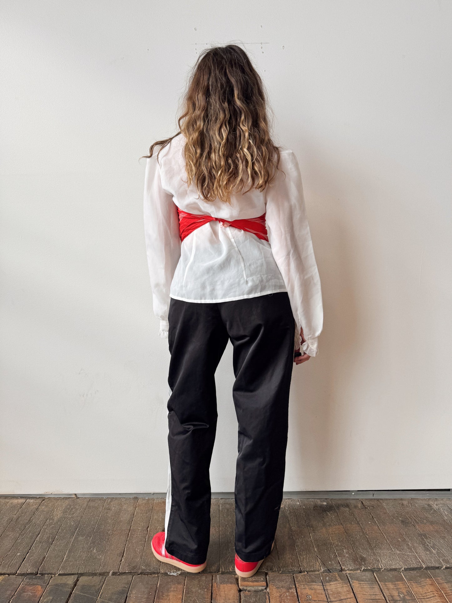 90s Black and White Stripe Trouser Pant (XS)