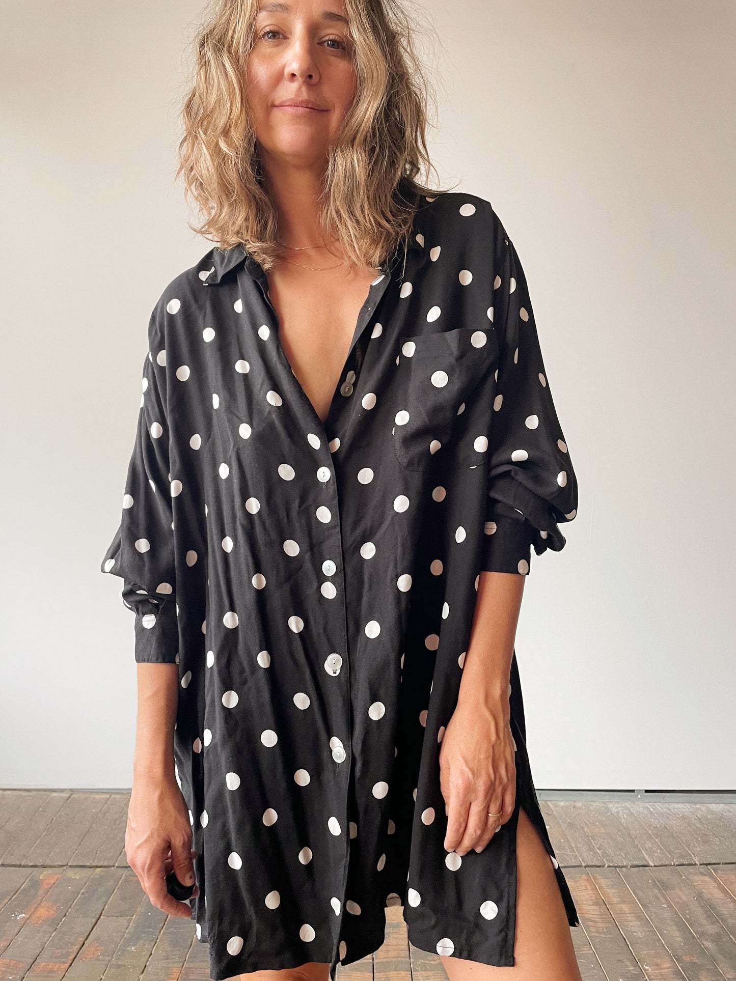 90s Polka Dot Oversize Blouse