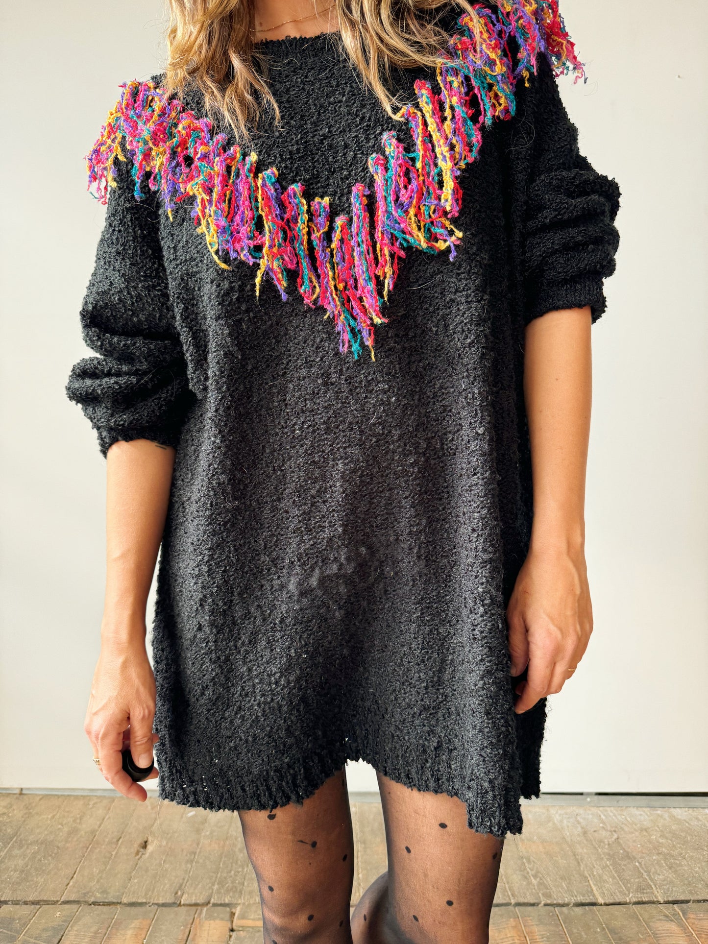 Fringe Oversize Knit Sweater (XL)