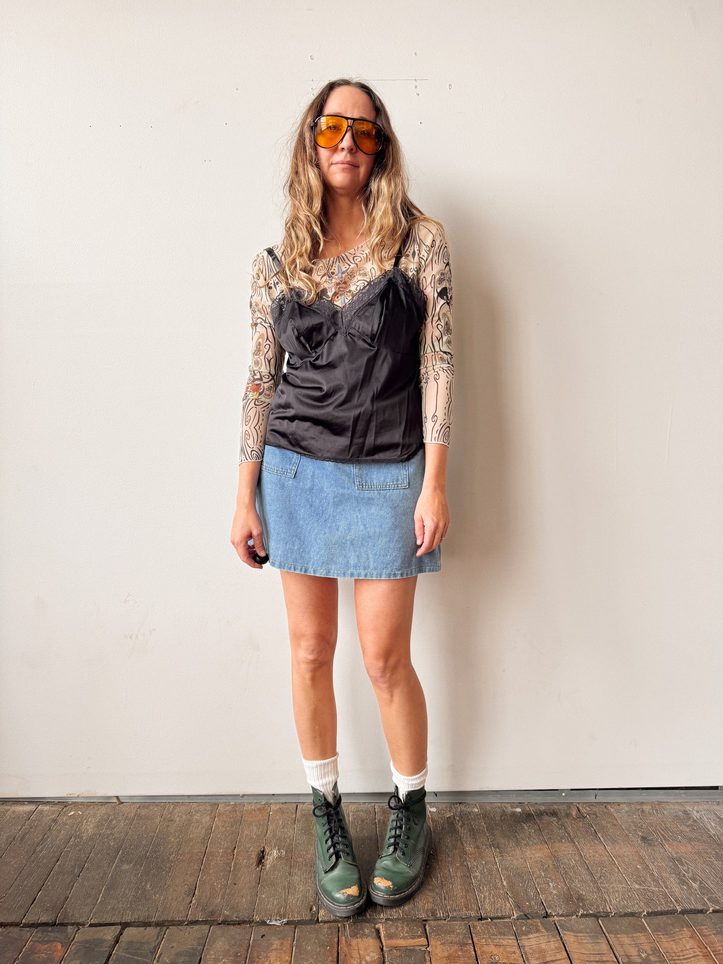 Black 90s Nylon Slip Camisole