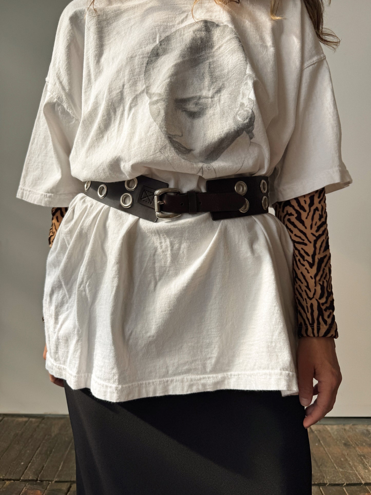 Brown Double Grommet Leather Belt