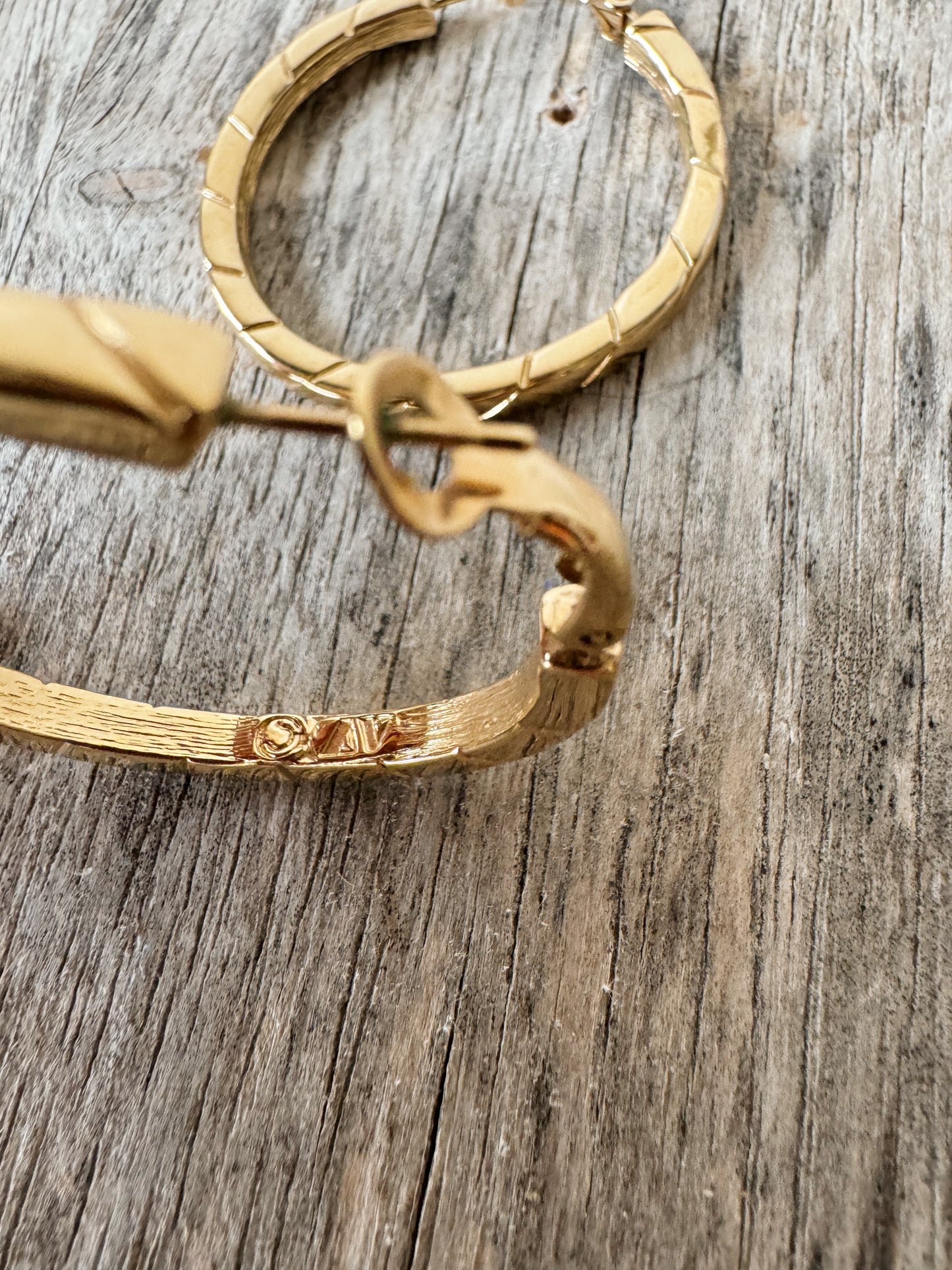 Textured Gold Tone Hoops