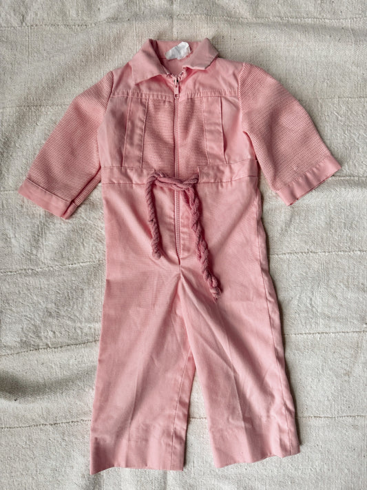80s Pink Rope-Tie Jumpsuit (2T)