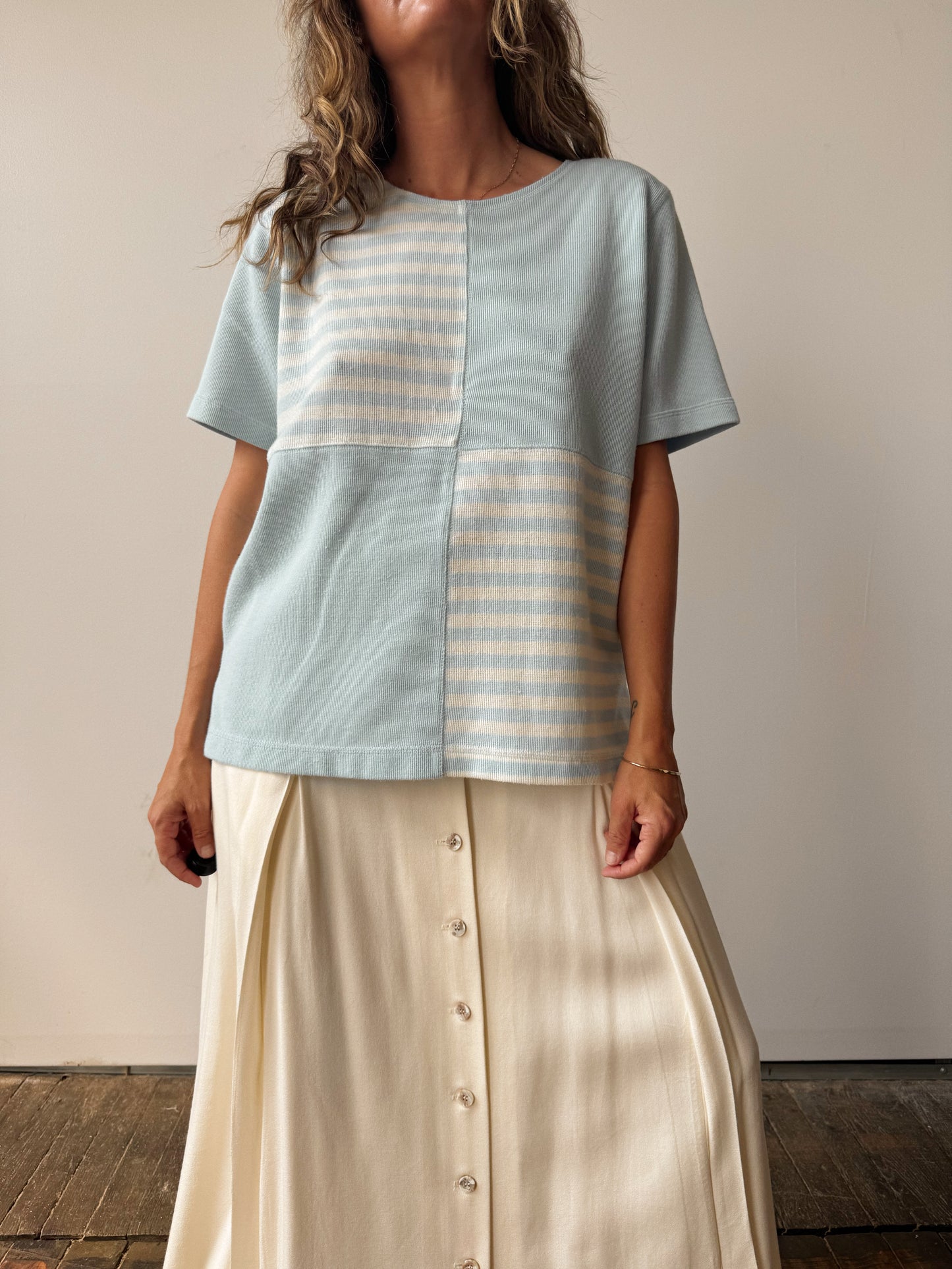 90s Striped and Constrast 90s Tops (M)