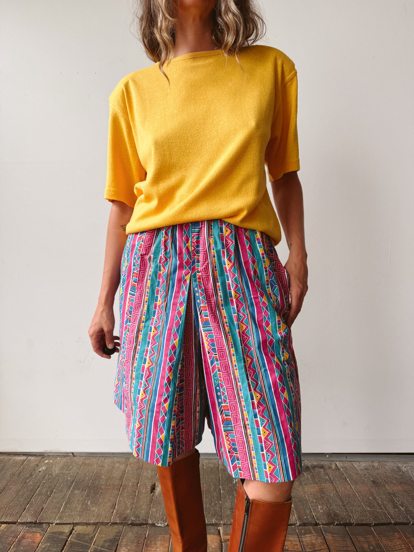 Geometric 90s Long Skort Shorts (26" elastic)