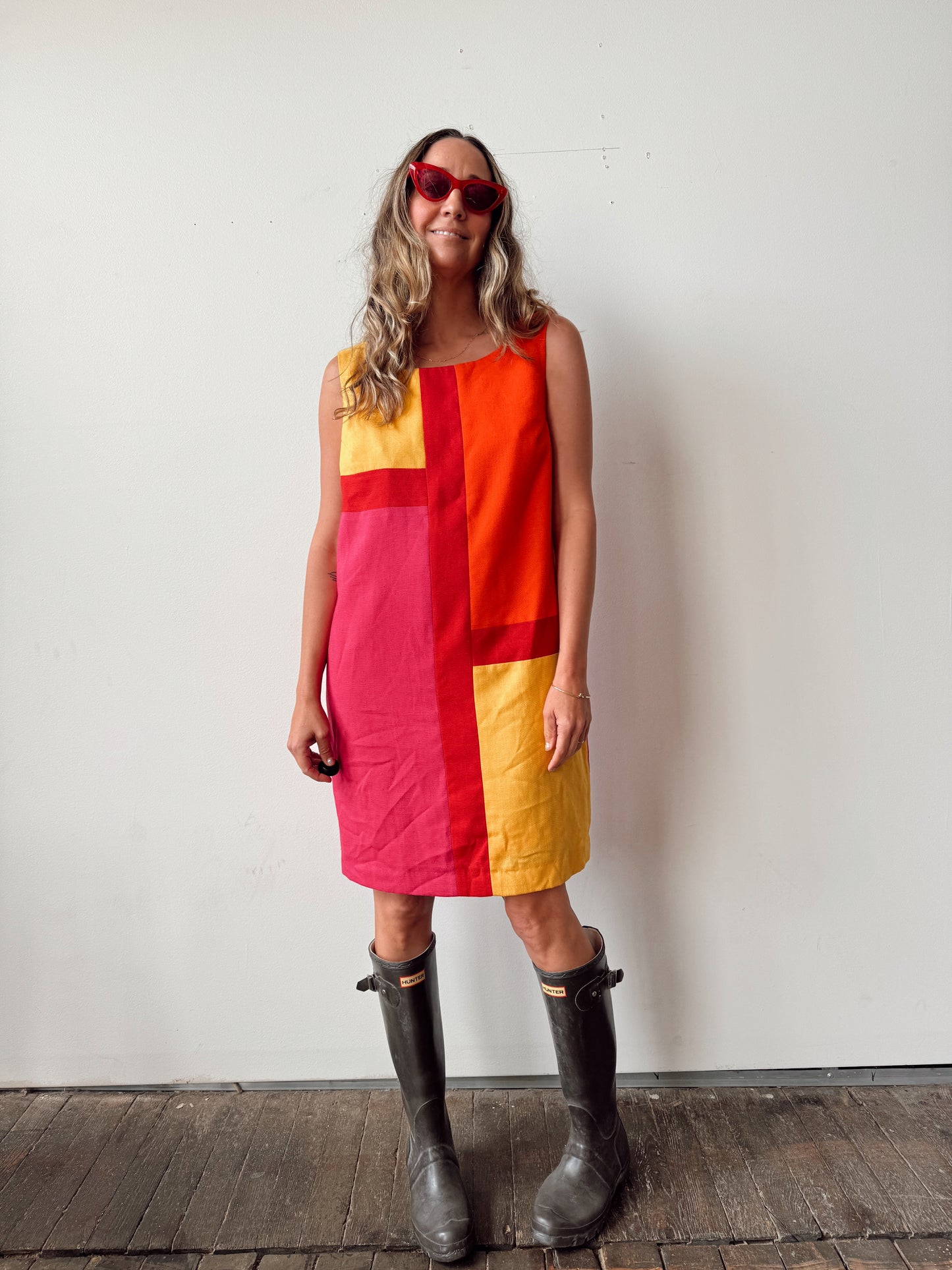 The Limited Linen Colorblock 90s Sleeveless Dress (L)