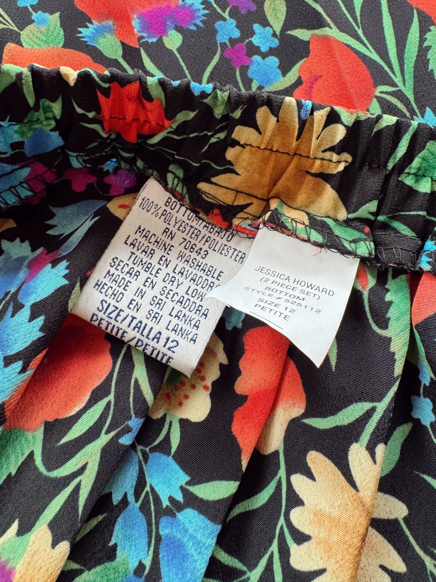 80s Floral Maxi Pleat Skirt Suit (M)