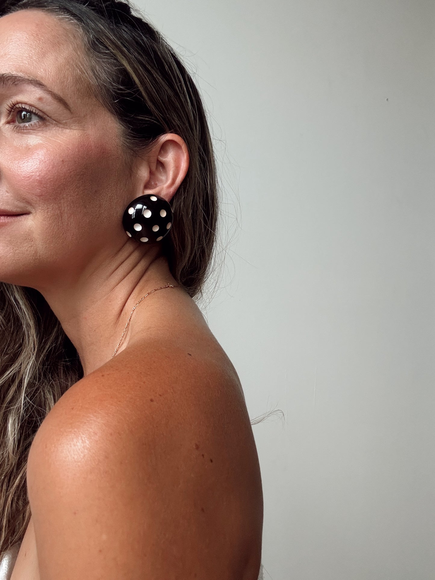 Oversize Polka Dot Sphere Clip-on 80s Earrings
