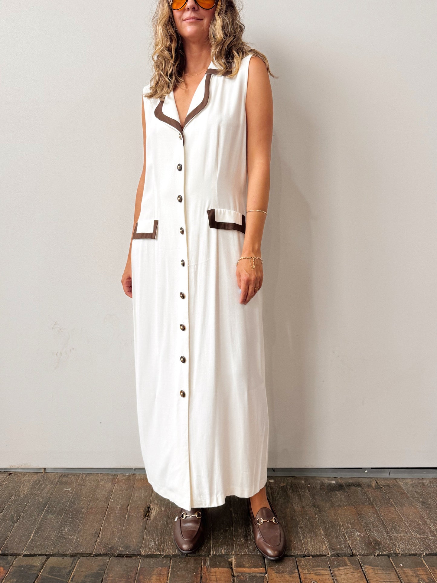 Hart White and Brown 90s Dress (L)