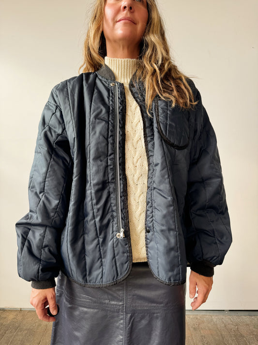 Navy 60s Quilted Dacron Jacket (L)