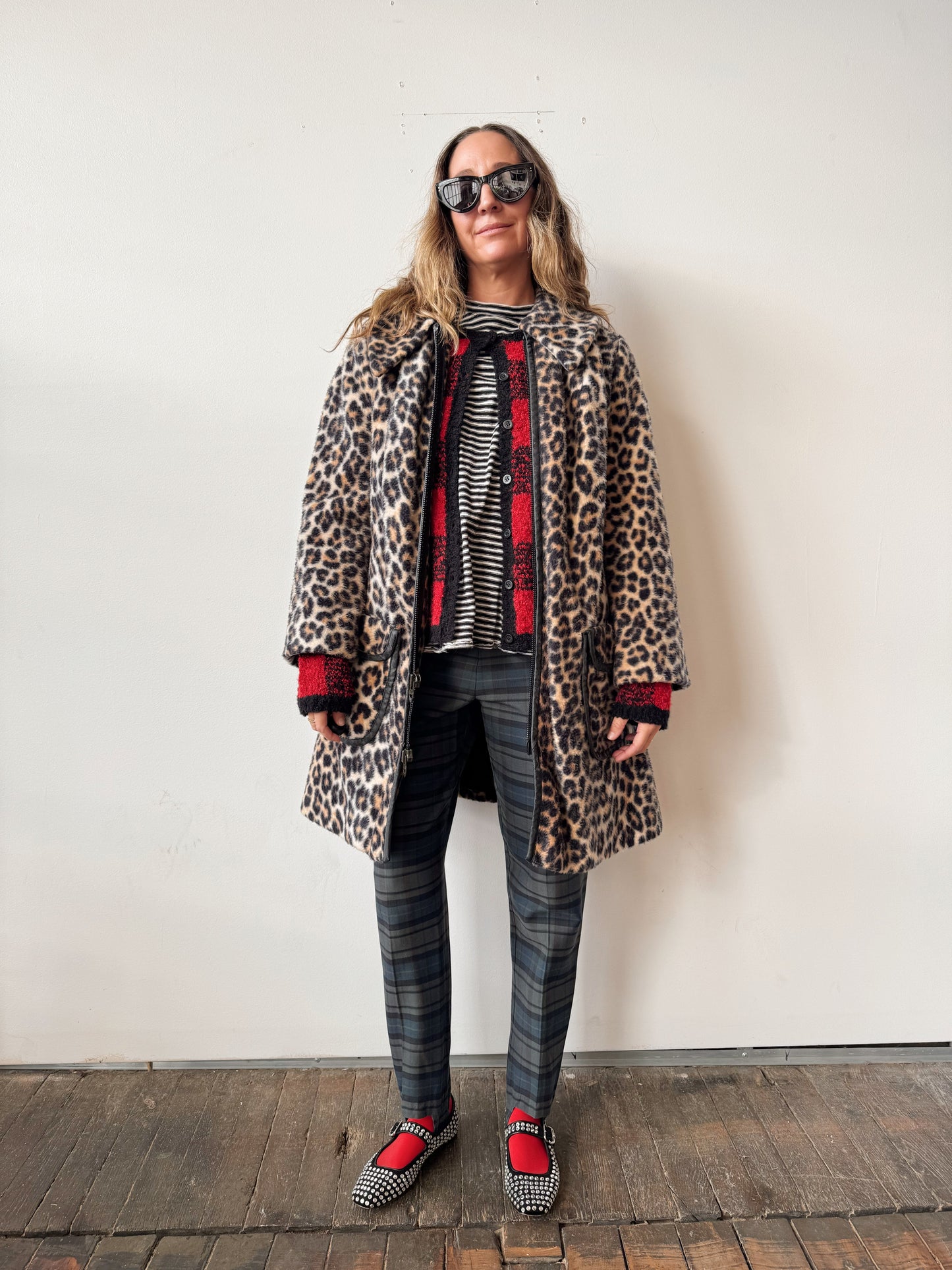 Leopard 70s Leather Piping Jacket (M)