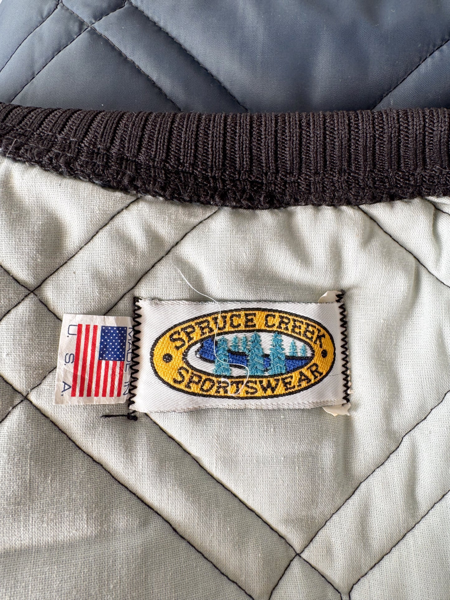 Vintage Quilted Navy Zip Sportswear Vest (M)