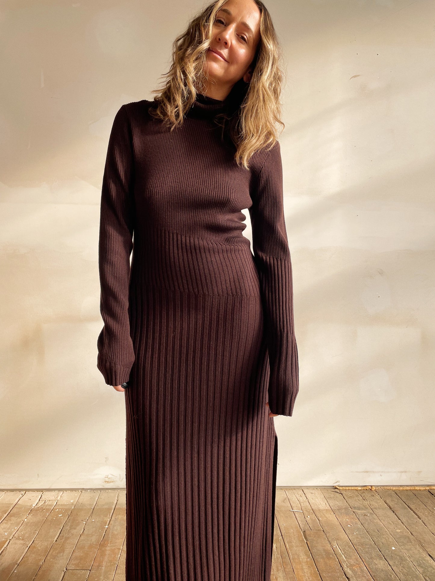 Merino Wool Ribbed Dress (L)