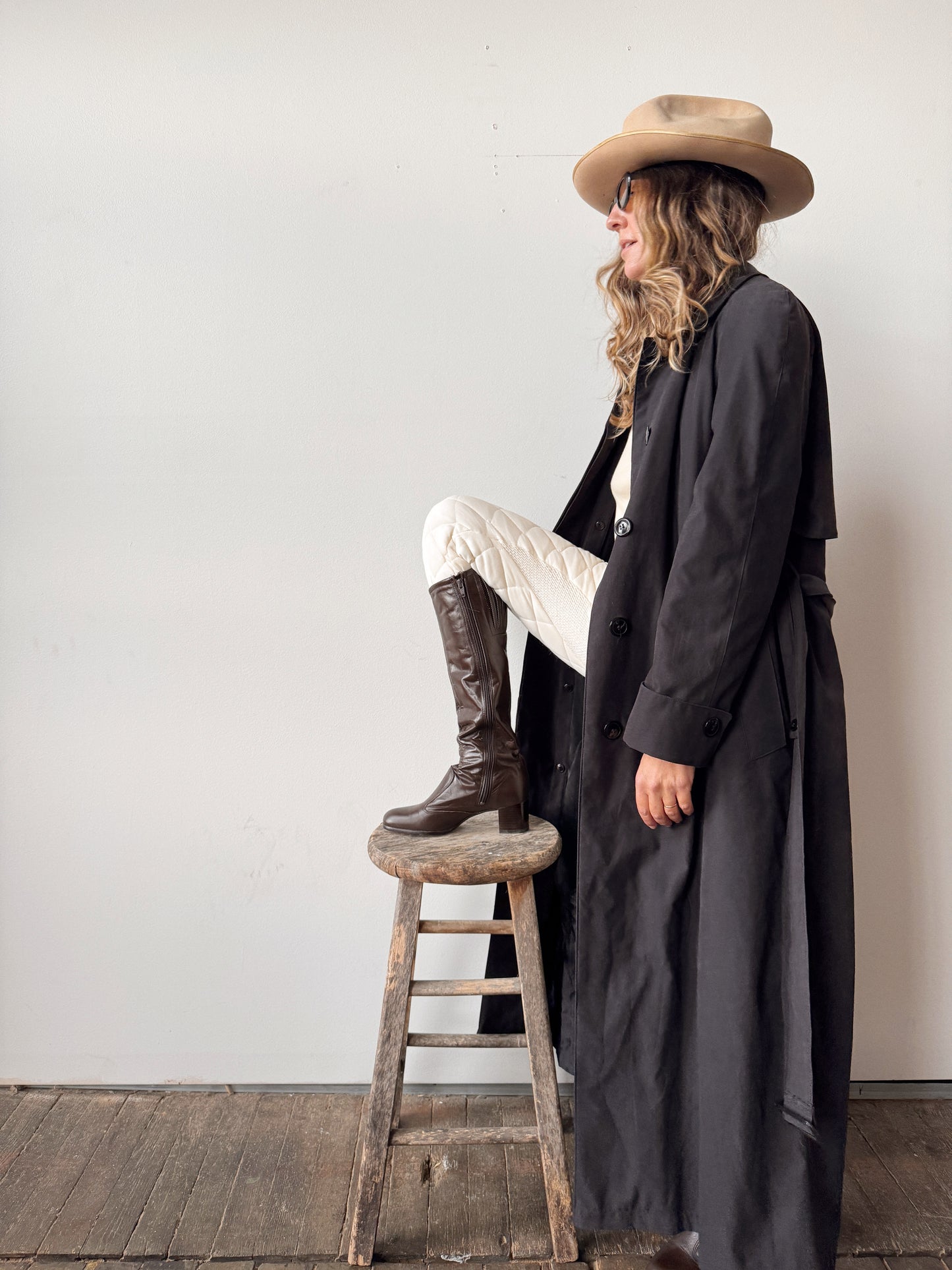 Harbor Soft Black 90s Trench Coat (S)